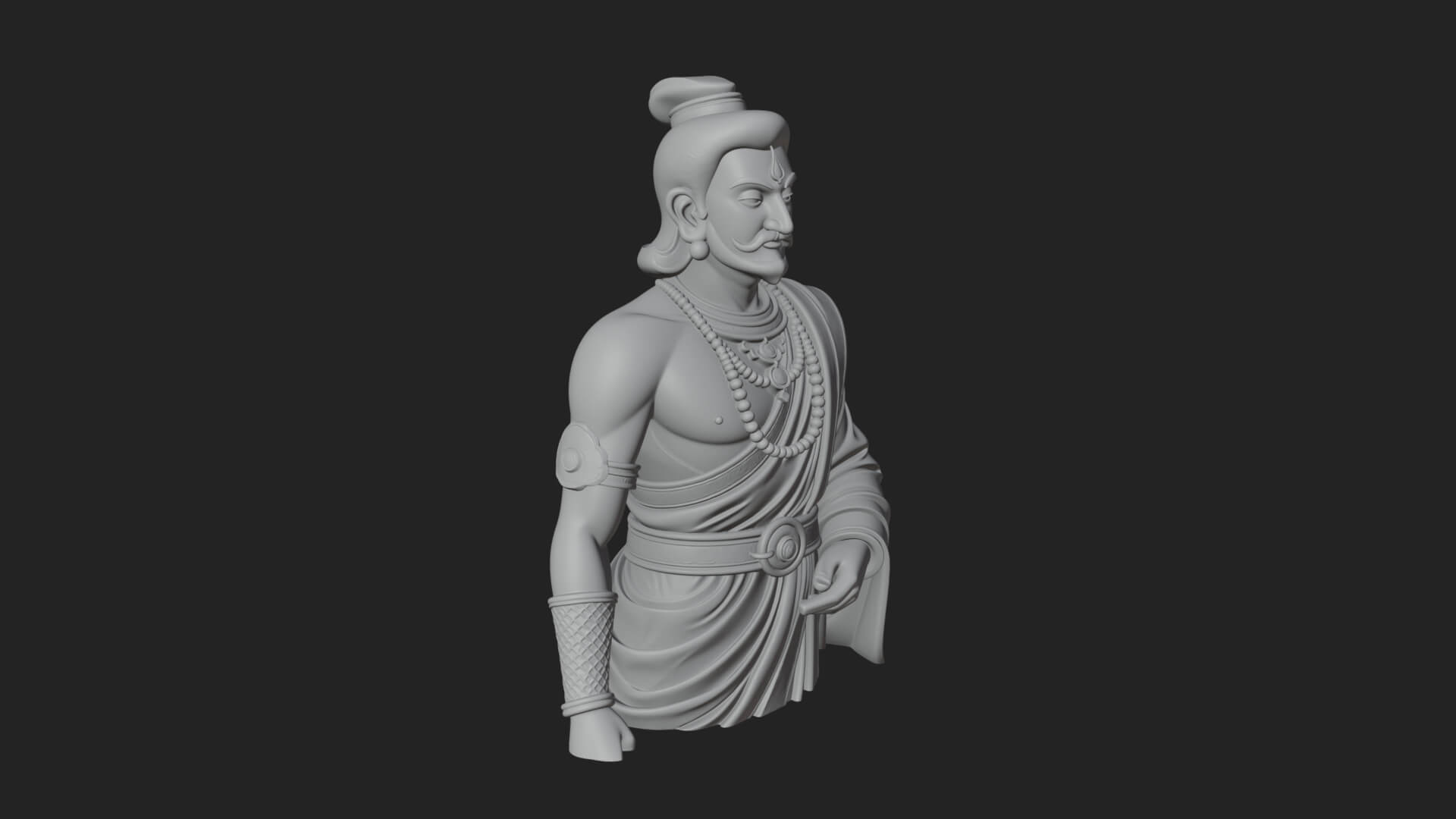 Draped Indian Prince Bust Design 1 3D Print Model 3D Model