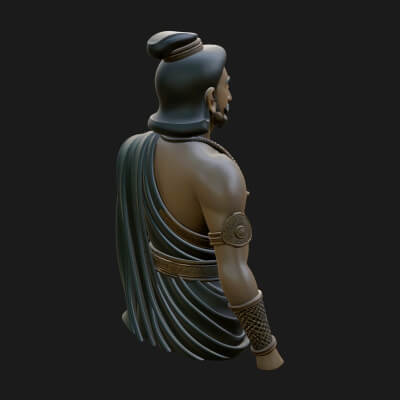 Draped Indian Prince Bust Design 1 3D Print Model
