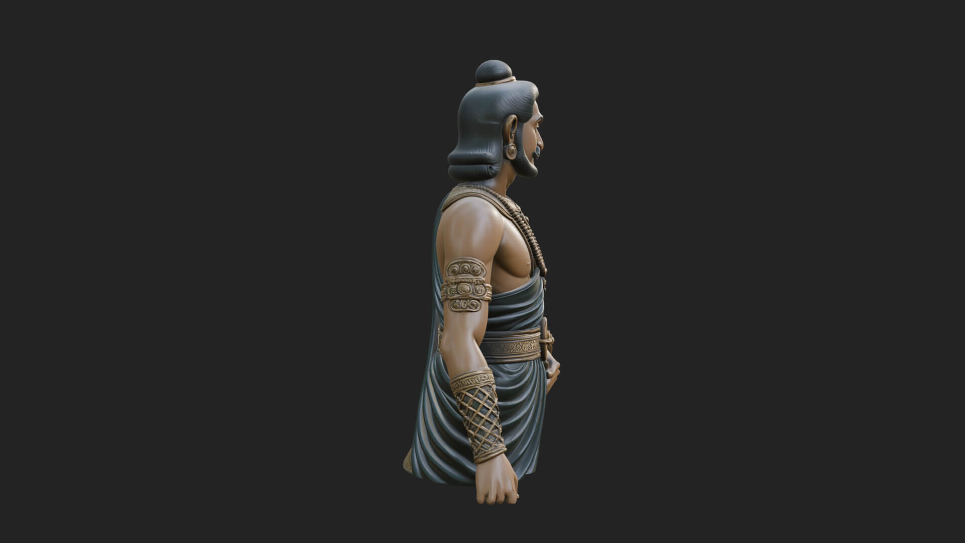 Draped Indian Prince Bust Design 2 3D Print Model 3D Model