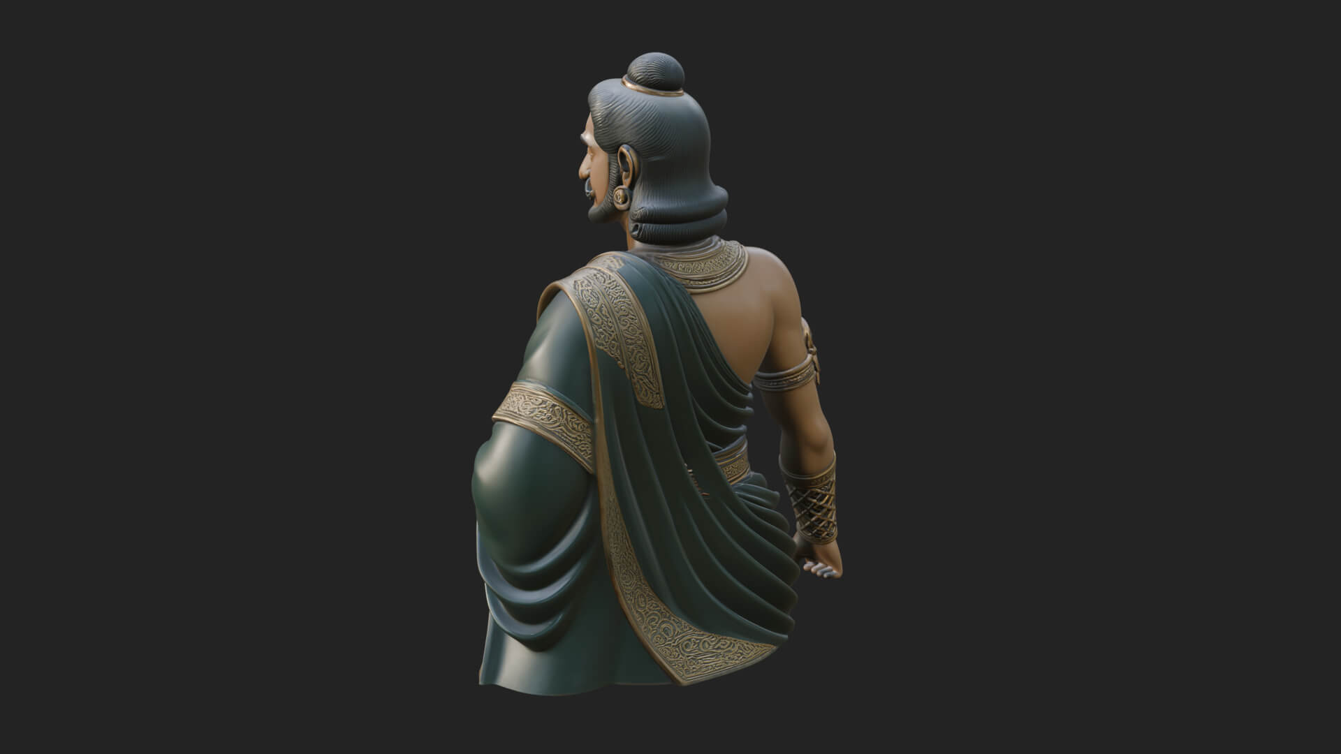 Draped Indian Prince Bust Design 2 3D Print Model 3D Model