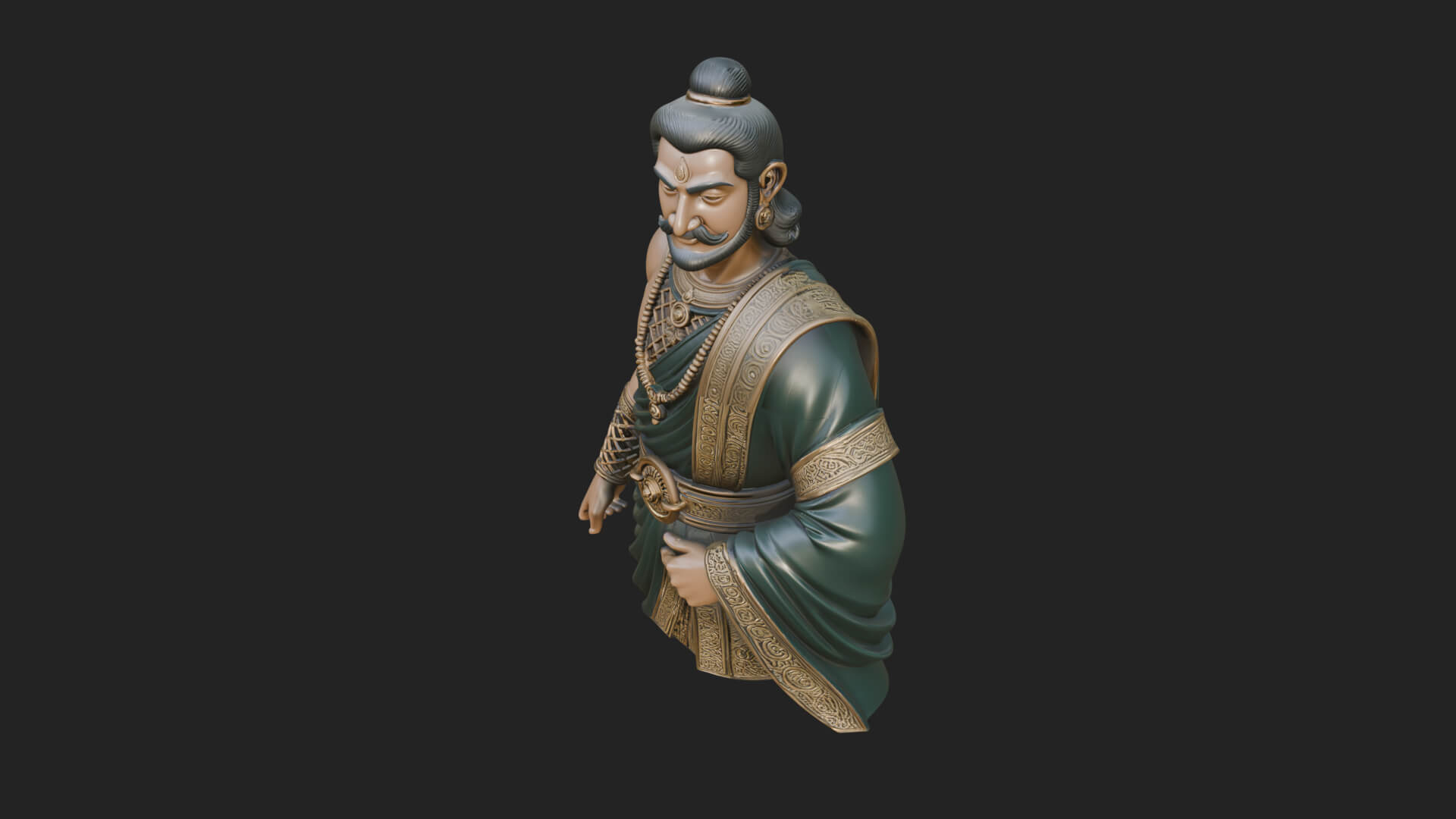 Draped Indian Prince Bust Design 2 3D Print Model 3D Model