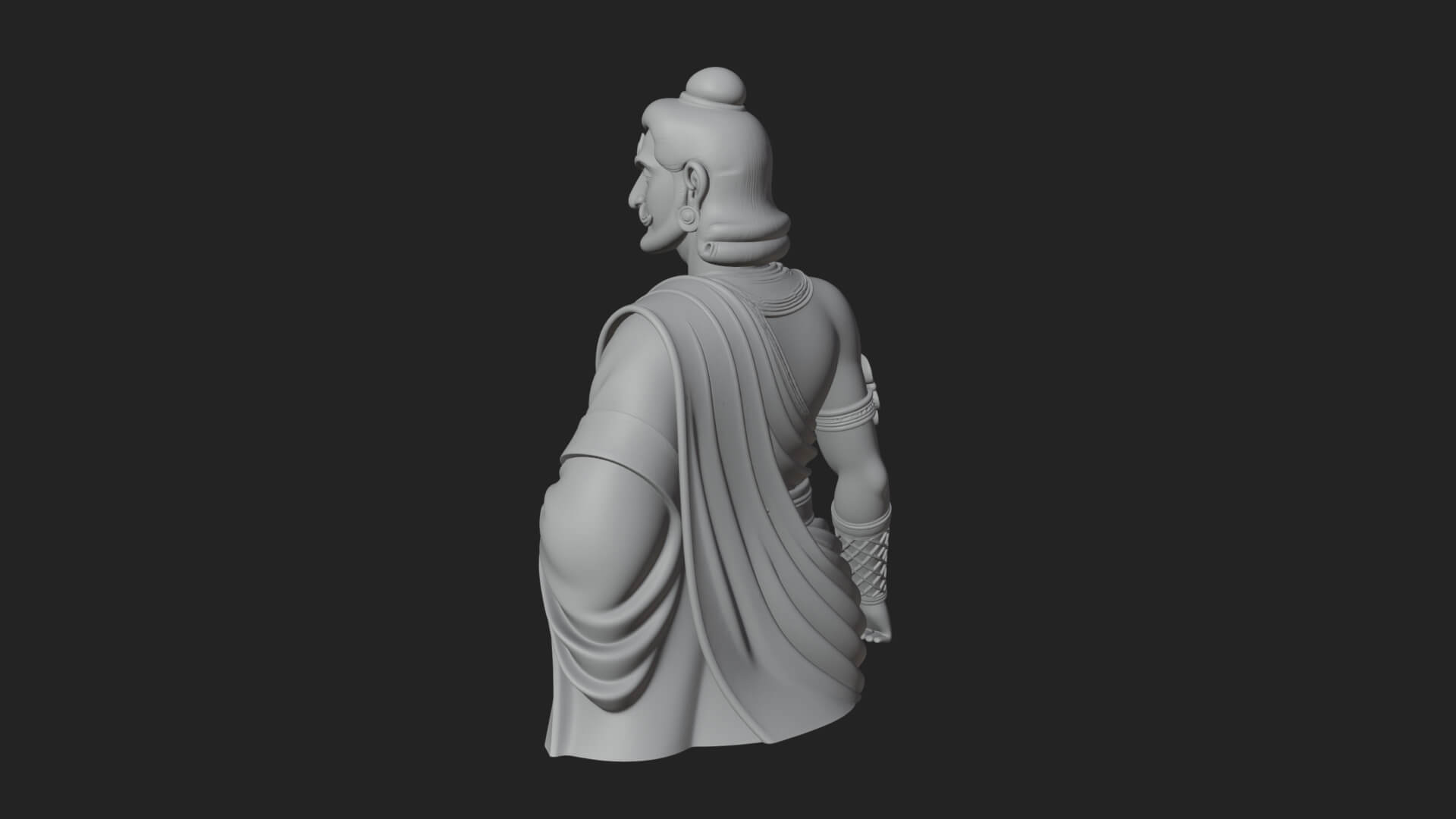 Draped Indian Prince Bust Design 2 3D Print Model 3D Model