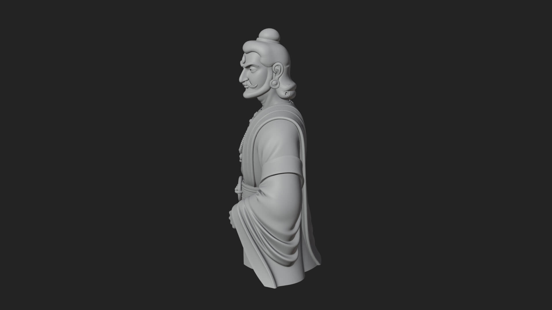 Draped Indian Prince Bust Design 2 3D Print Model 3D Model