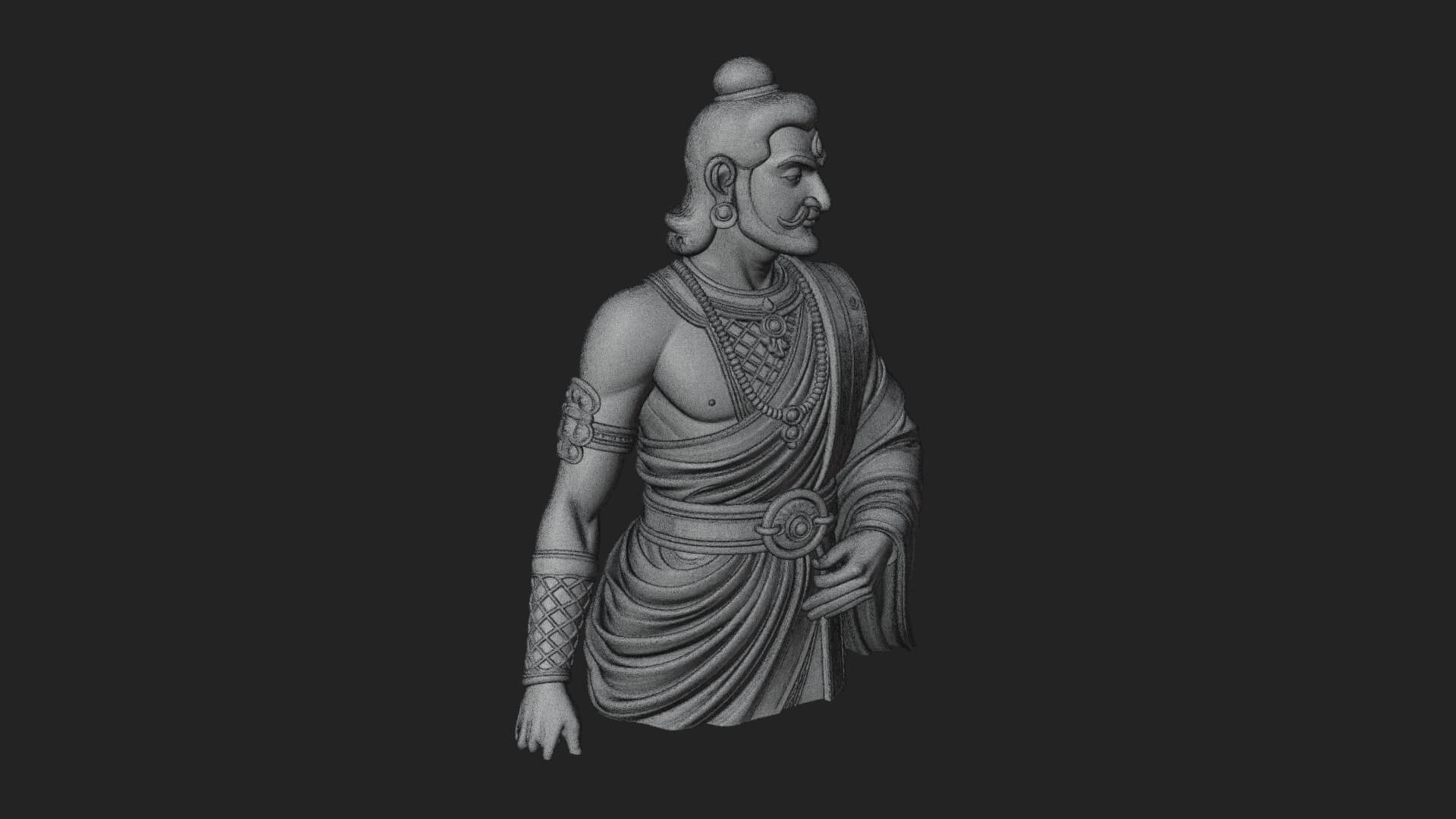 Draped Indian Prince Bust Design 2 3D Print Model 3D Model