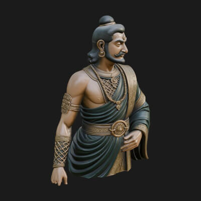 Draped Indian Prince Bust Design 2 3D Print Model