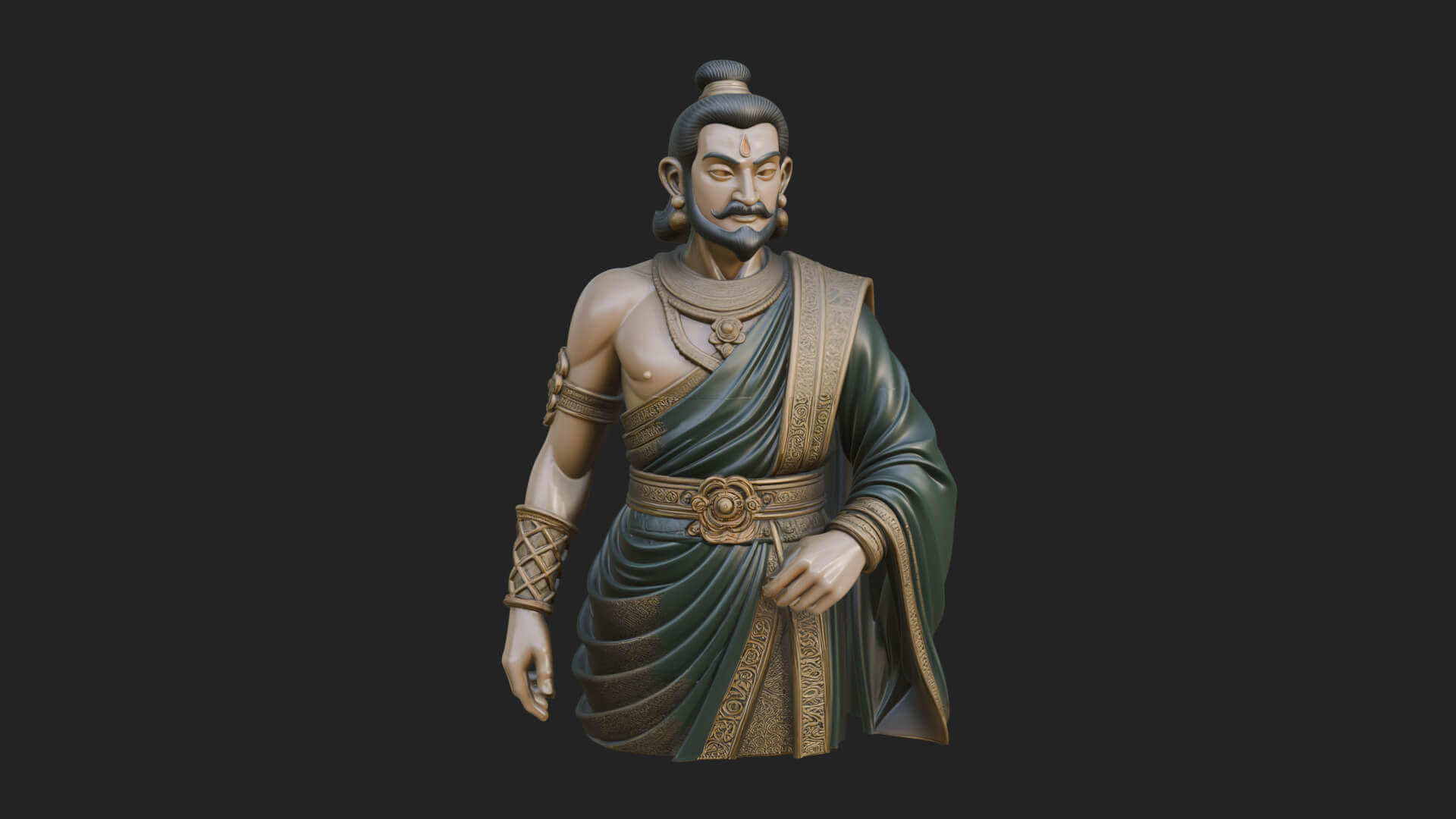 Draped Indian Prince Bust Design 3 3D Print Model 3D Model