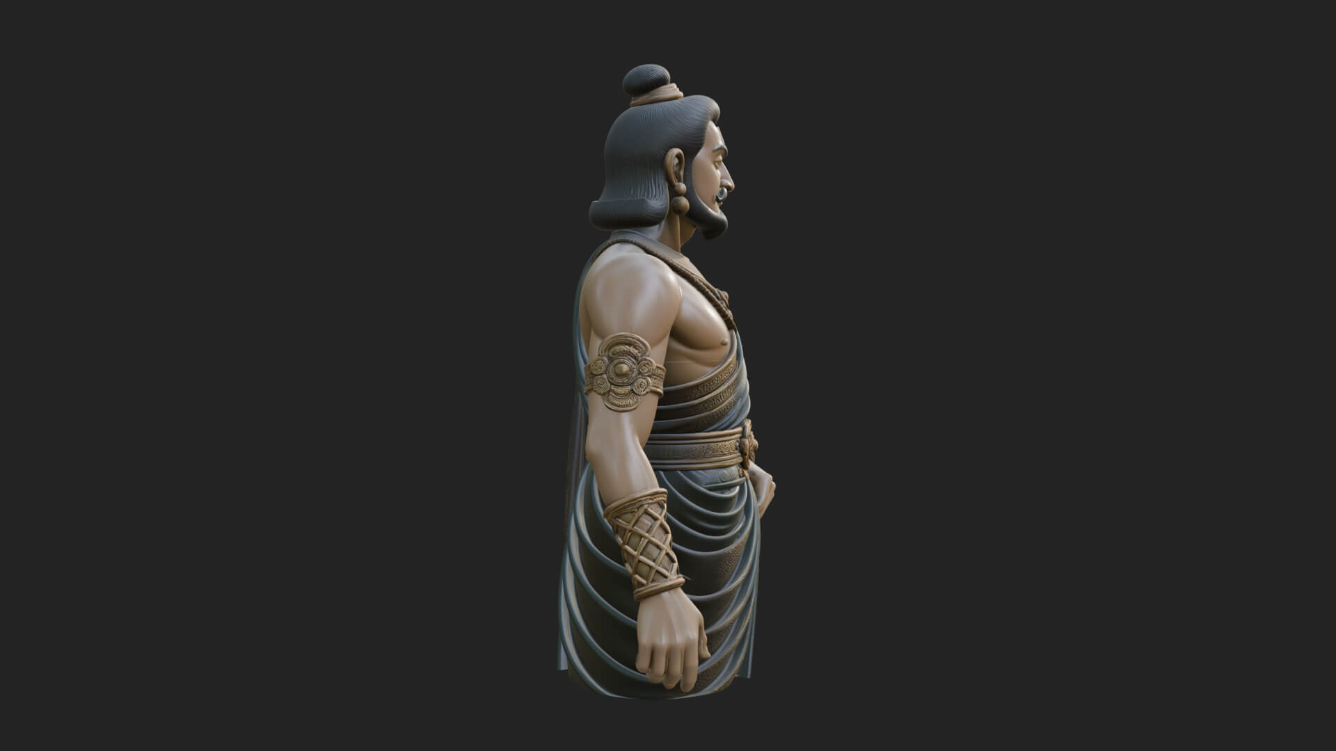Draped Indian Prince Bust Design 3 3D Print Model 3D Model