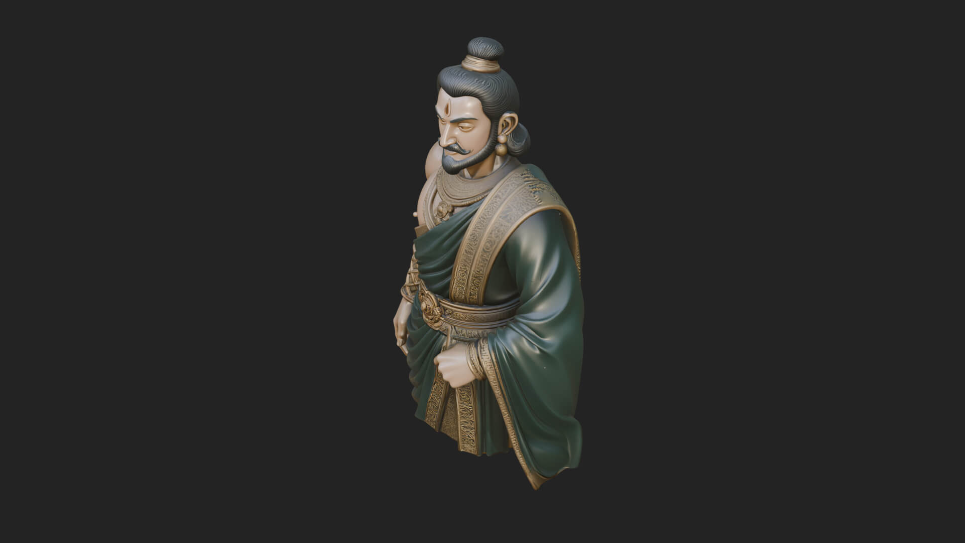 Draped Indian Prince Bust Design 3 3D Print Model 3D Model