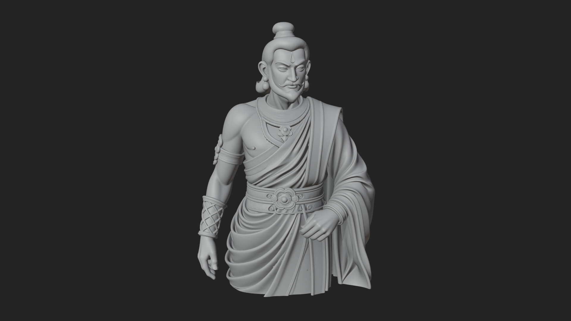 Draped Indian Prince Bust Design 3 3D Print Model 3D Model