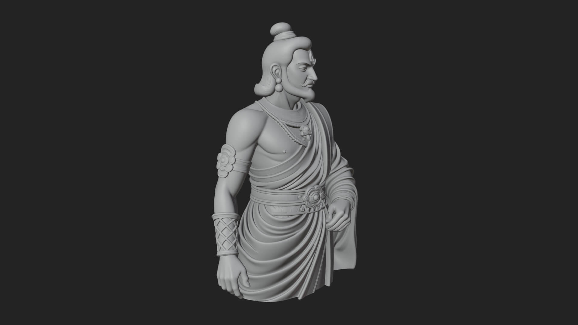 Draped Indian Prince Bust Design 3 3D Print Model 3D Model