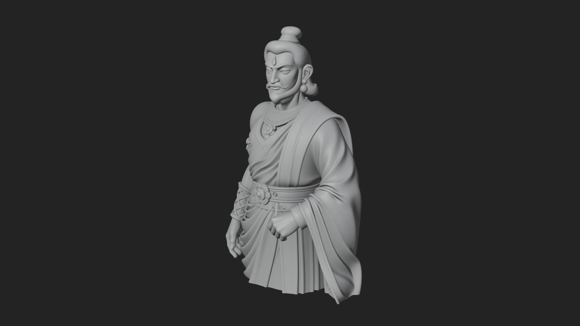 Draped Indian Prince Bust Design 3 3D Print Model 3D Model