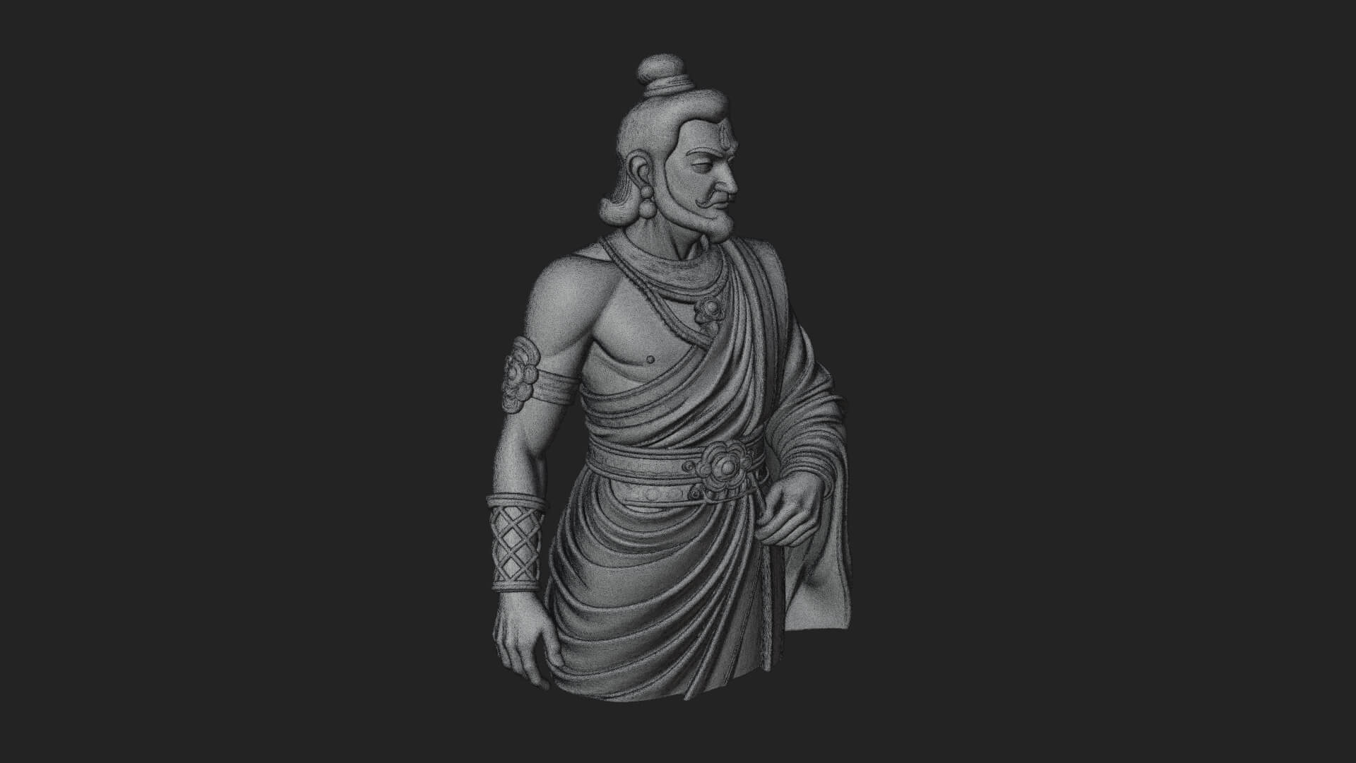 Draped Indian Prince Bust Design 3 3D Print Model 3D Model