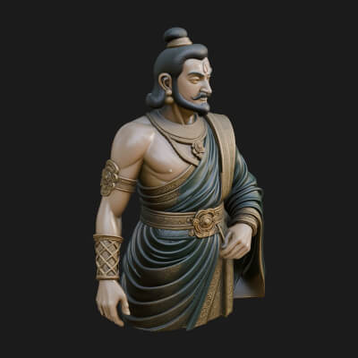 Draped Indian Prince Bust Design 3 3D Print Model