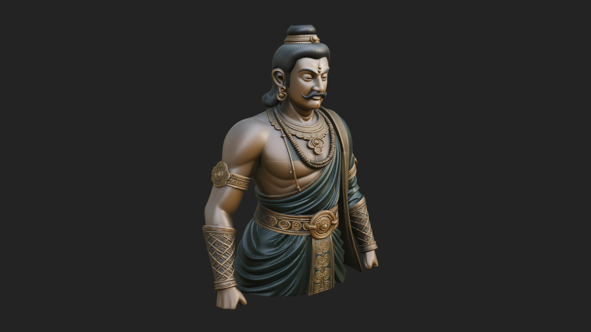 Draped Indian Prince Bust Design 4 3D Print Model 3D Model