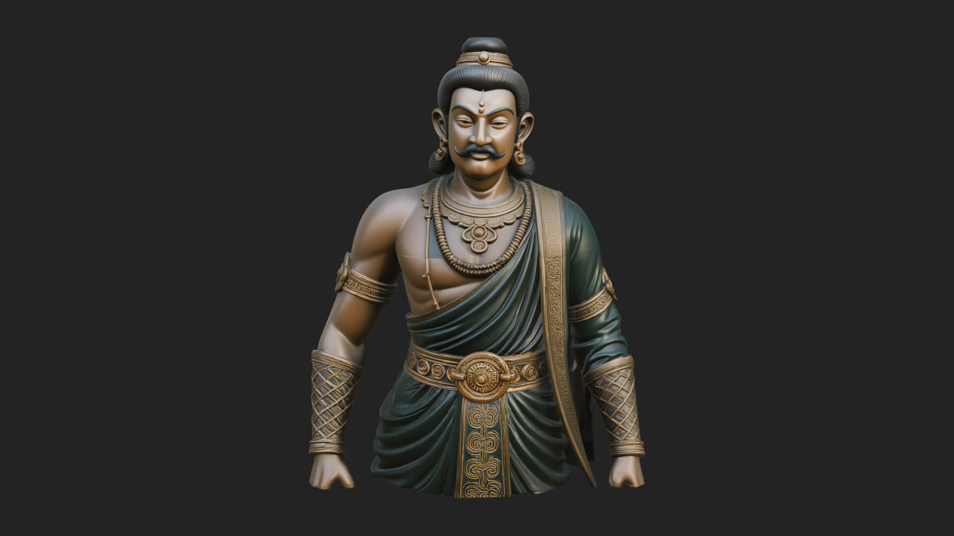 Draped Indian Prince Bust Design 4 3D Print Model 3D Model