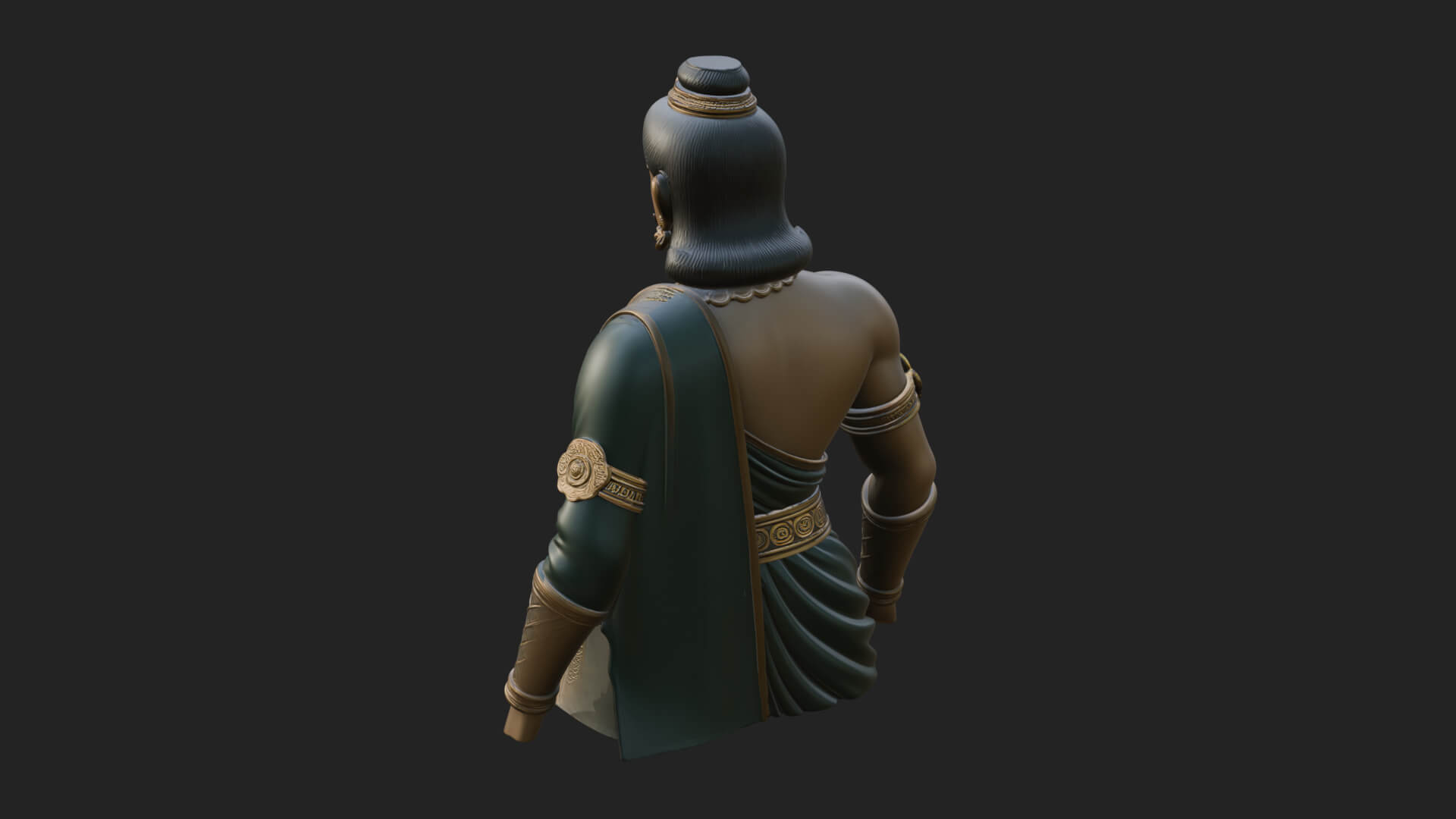 Draped Indian Prince Bust Design 4 3D Print Model 3D Model