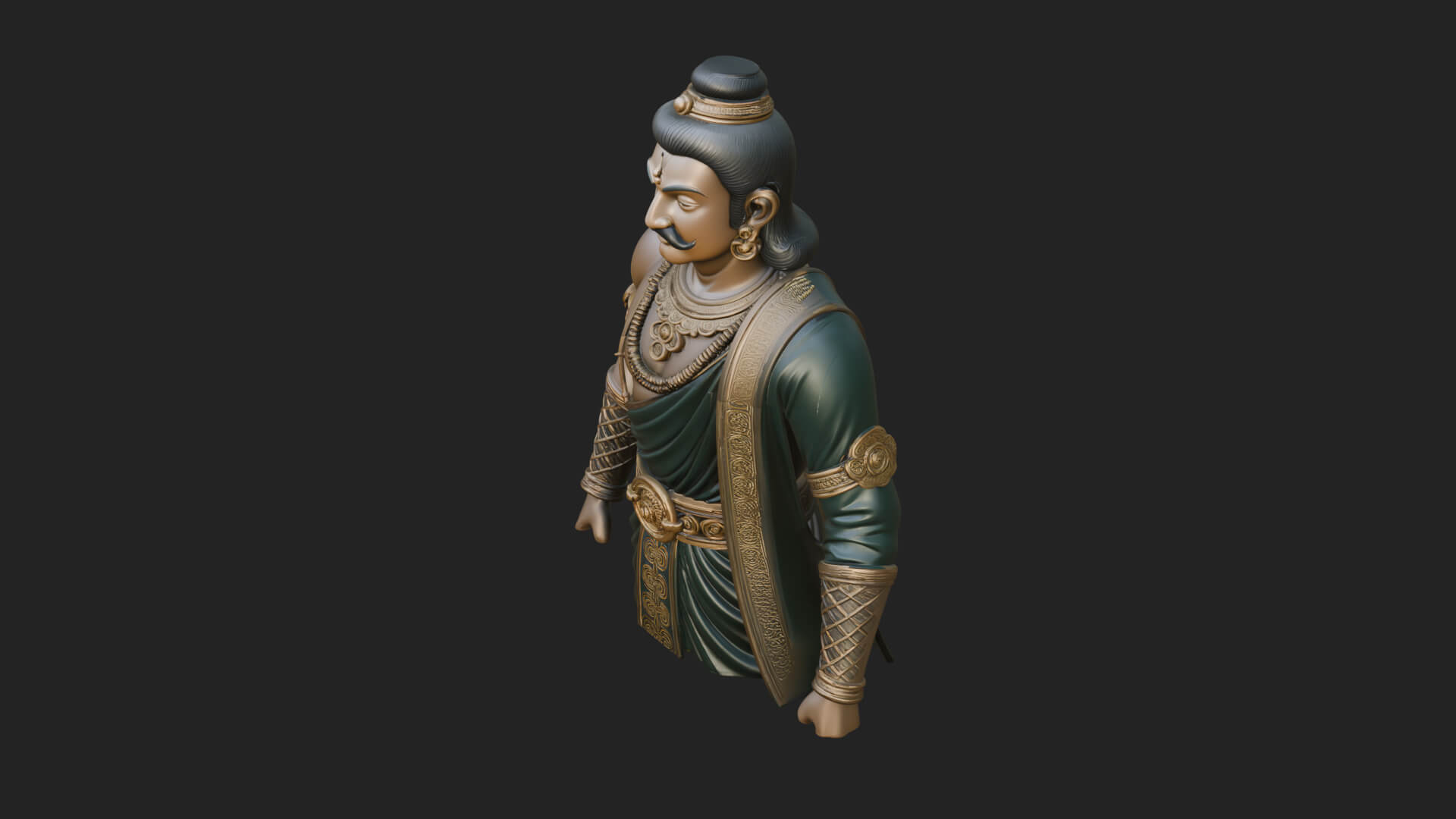 Draped Indian Prince Bust Design 4 3D Print Model 3D Model