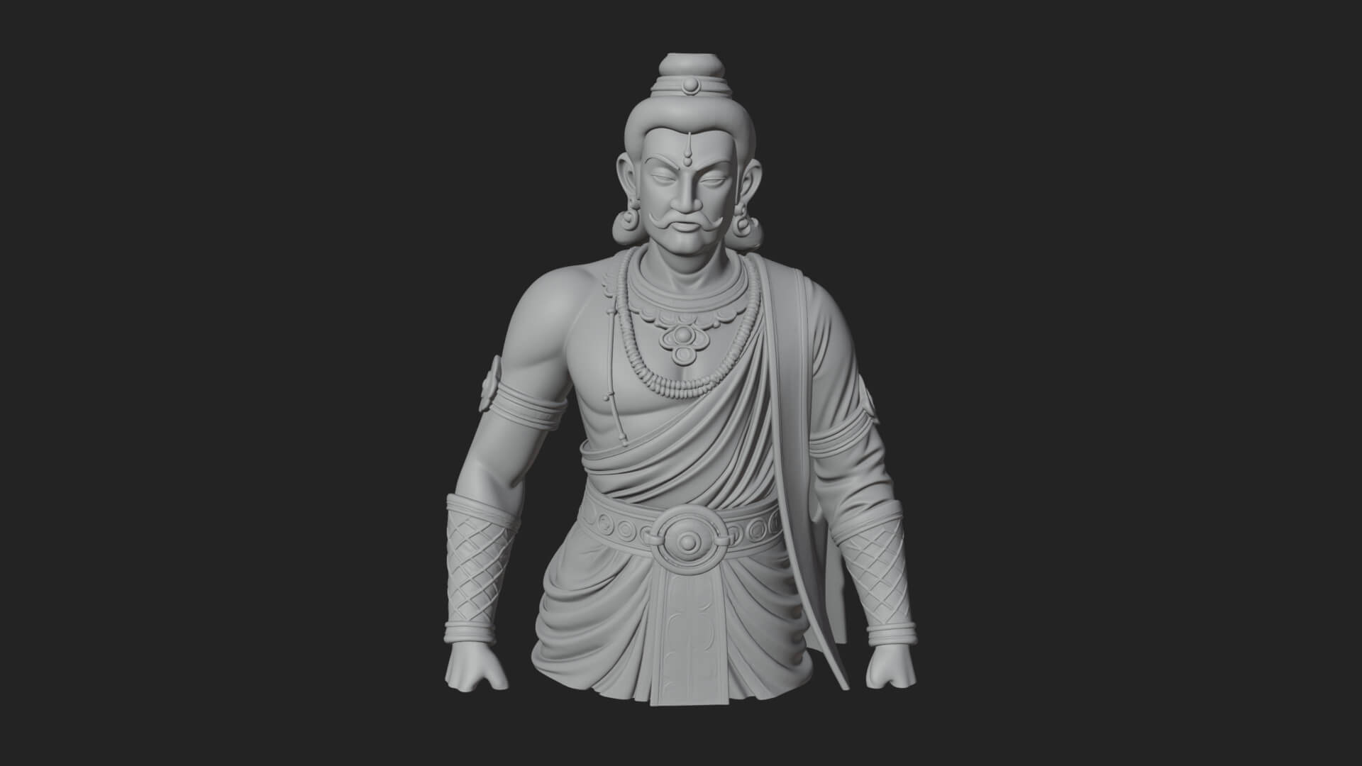 Draped Indian Prince Bust Design 4 3D Print Model 3D Model
