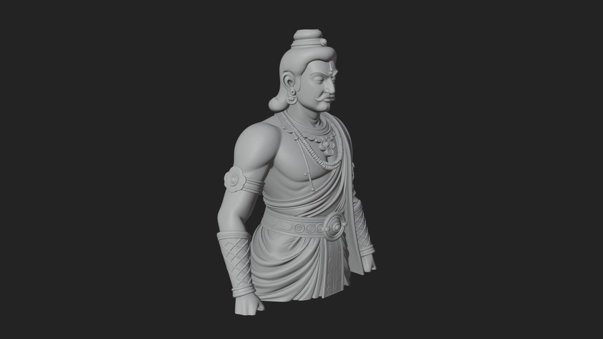 Draped Indian Prince Bust Design 4 3D Print Model 3D Model