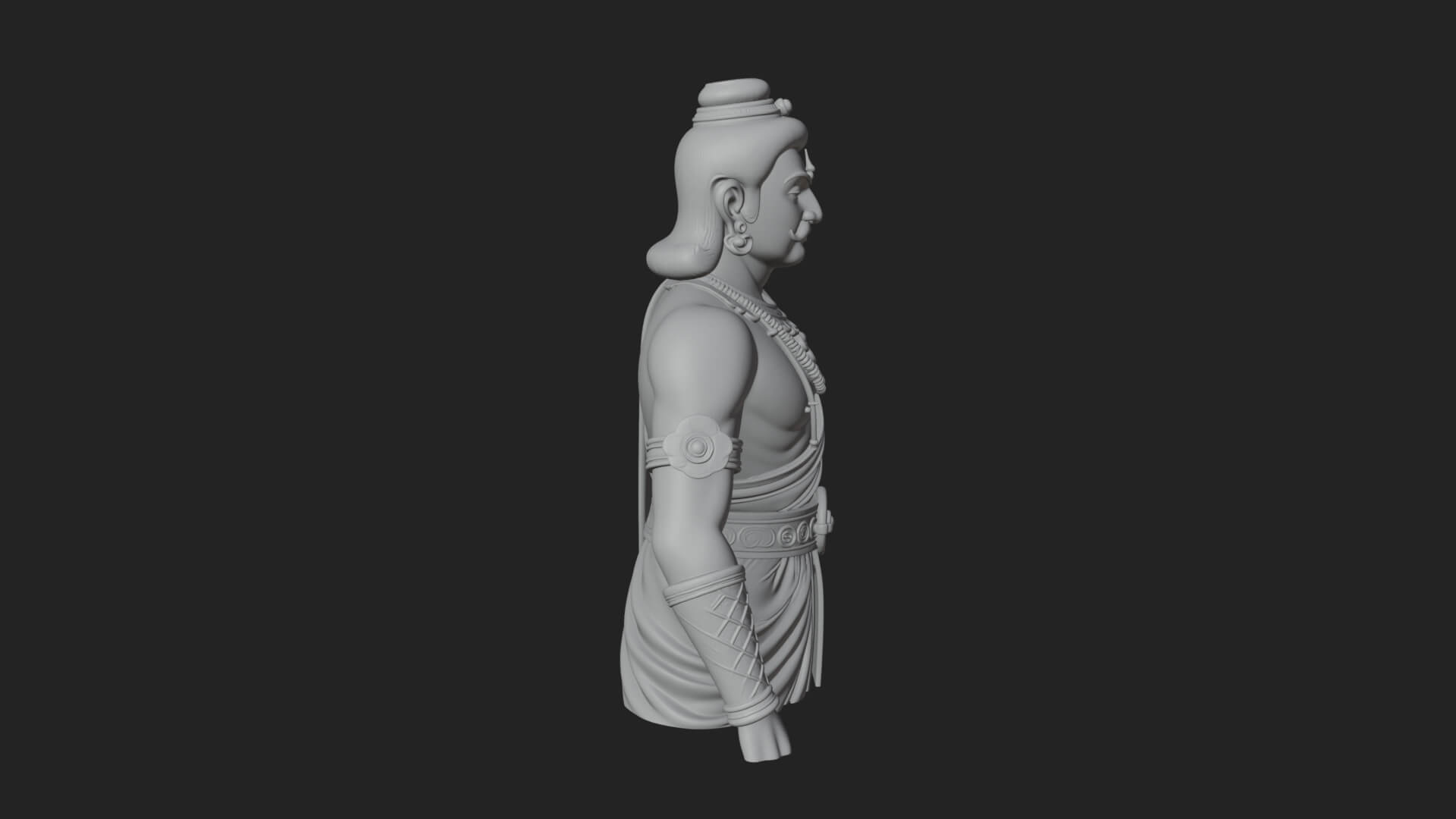 Draped Indian Prince Bust Design 4 3D Print Model 3D Model