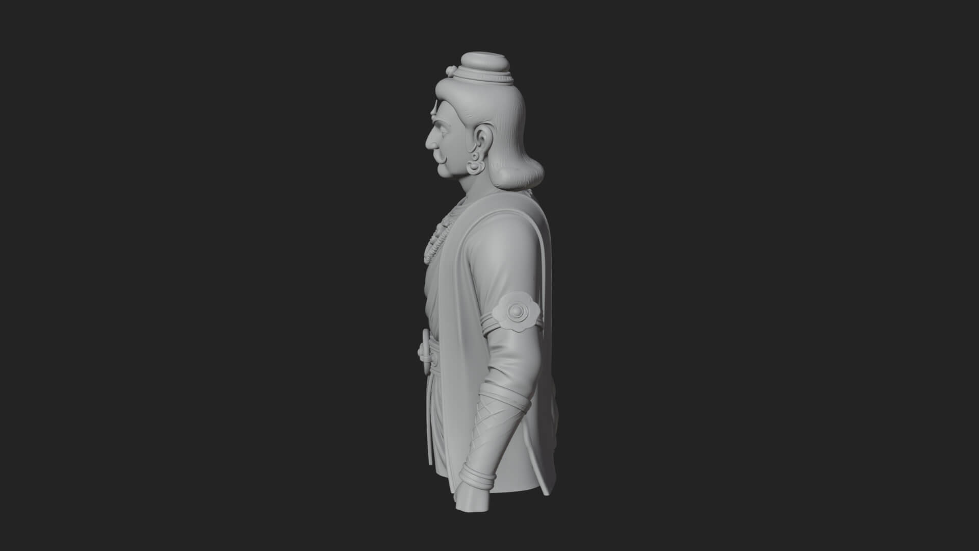 Draped Indian Prince Bust Design 4 3D Print Model 3D Model