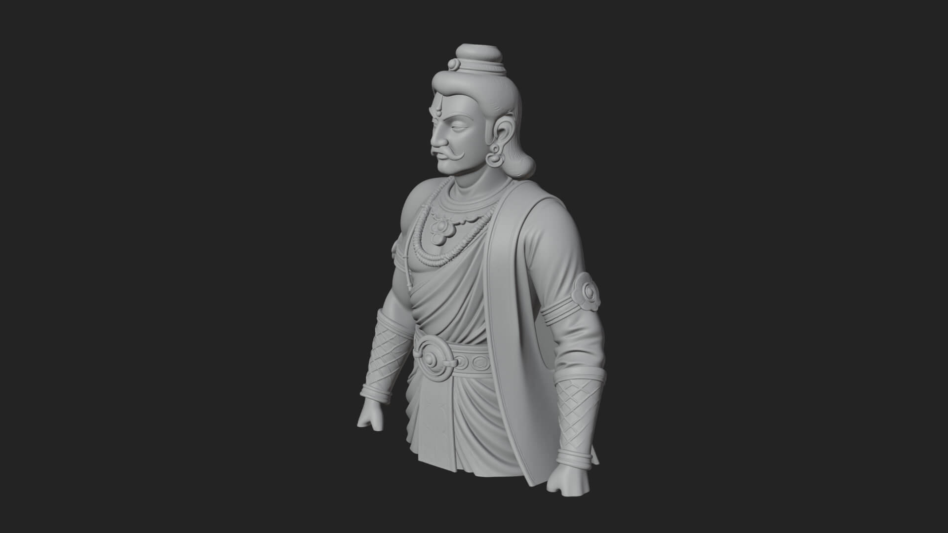 Draped Indian Prince Bust Design 4 3D Print Model 3D Model