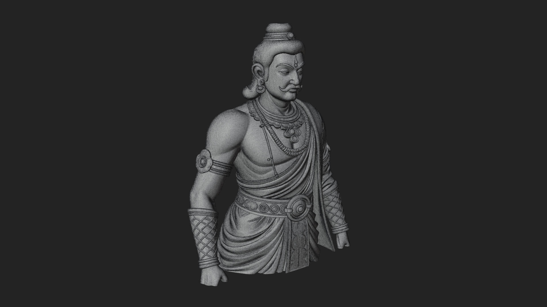 Draped Indian Prince Bust Design 4 3D Print Model 3D Model