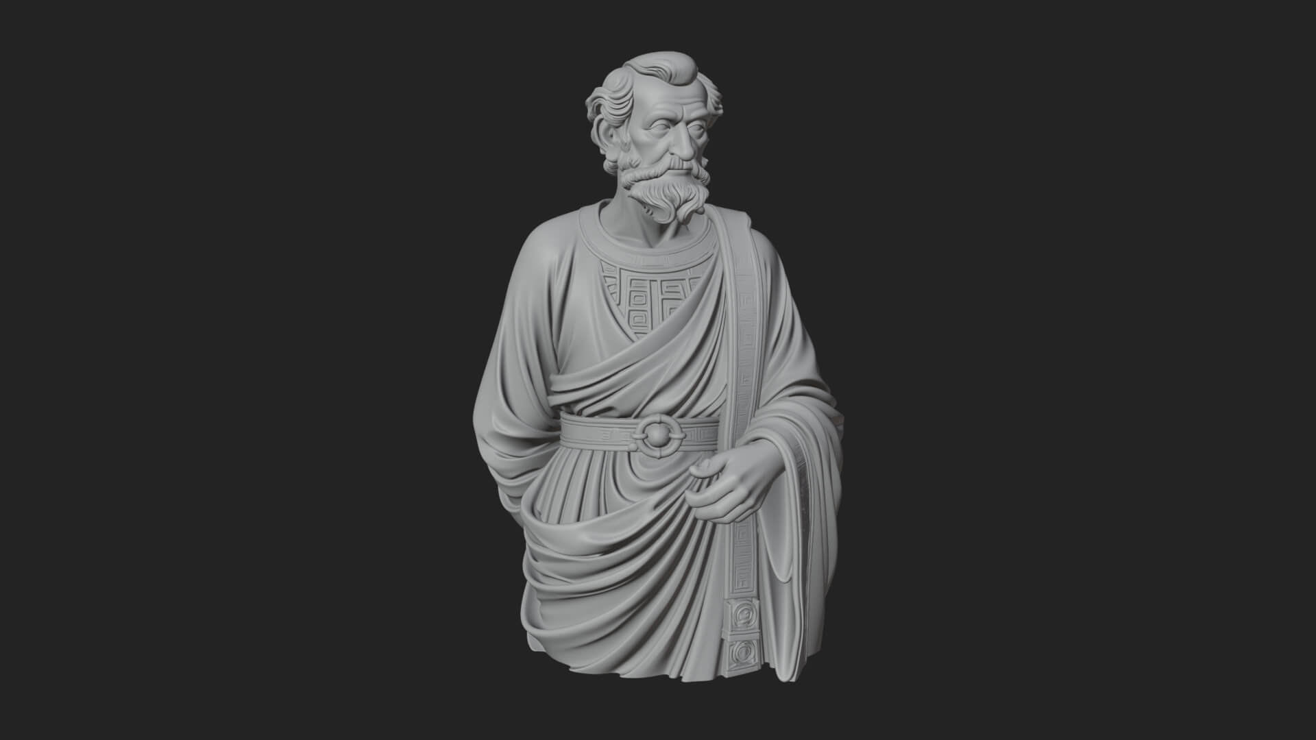 Draped Sage Elder Bust Design 1 3D Print Model 3D Model