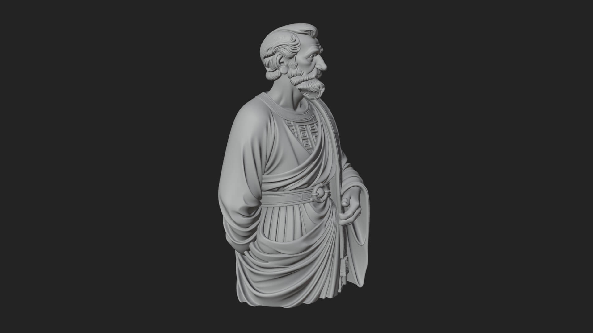 Draped Sage Elder Bust Design 1 3D Print Model 3D Model