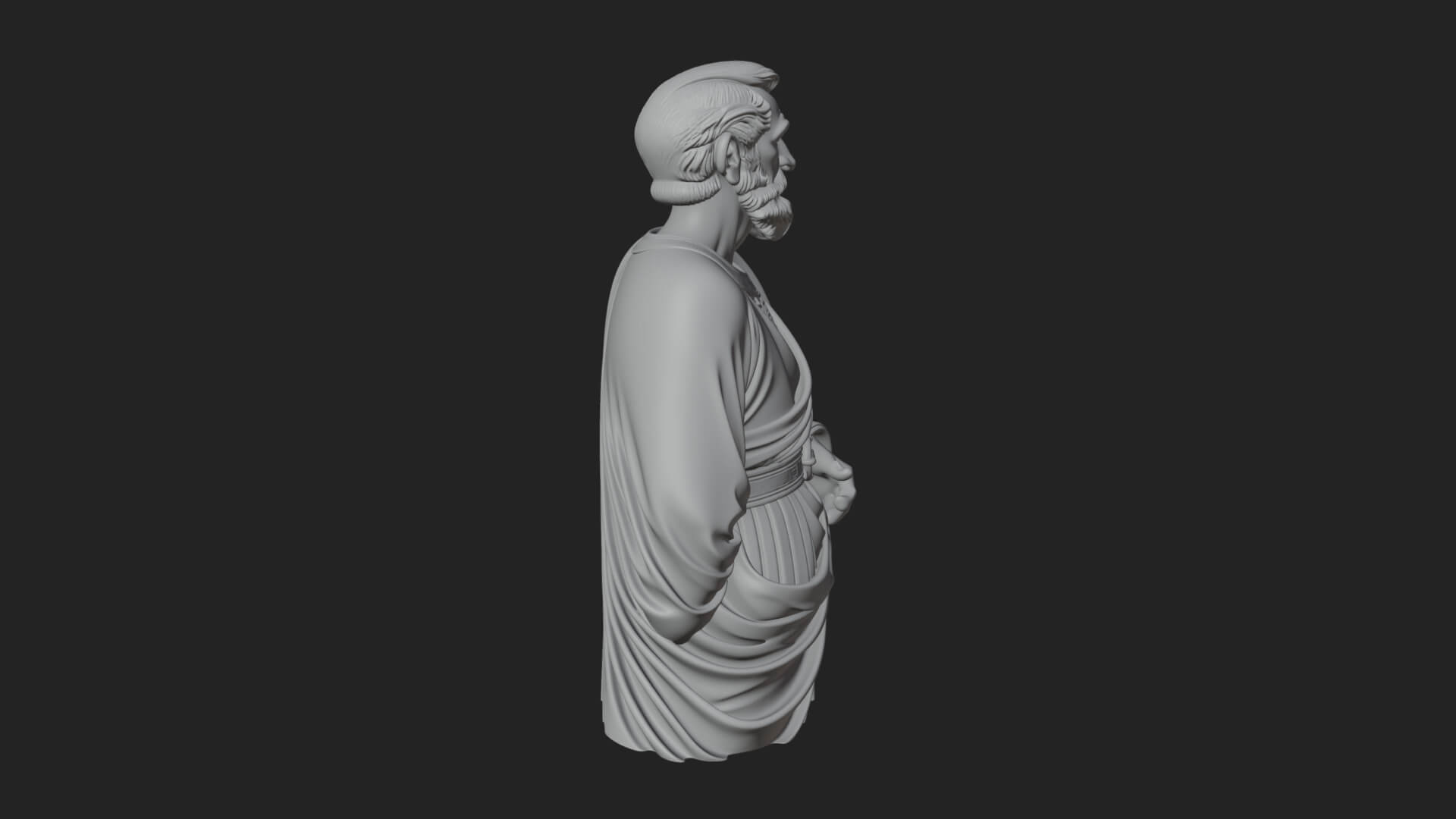 Draped Sage Elder Bust Design 1 3D Print Model 3D Model