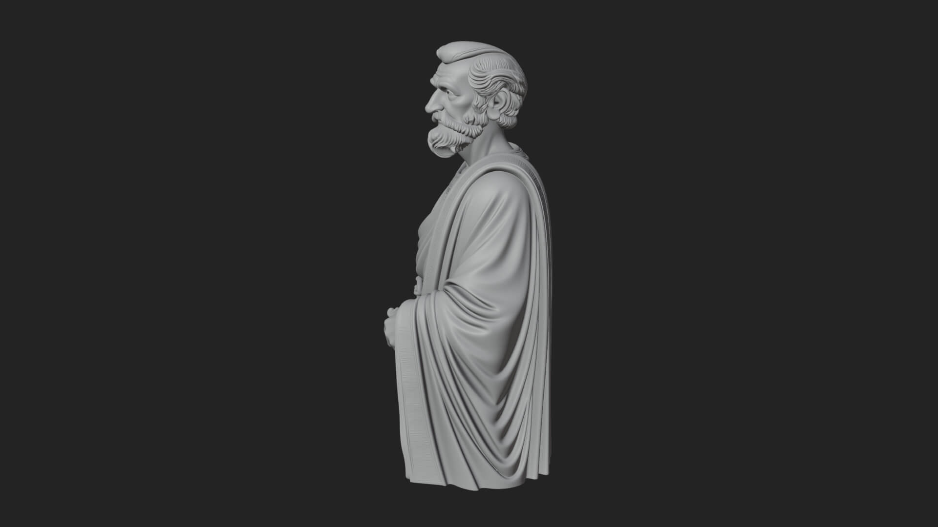 Draped Sage Elder Bust Design 1 3D Print Model 3D Model