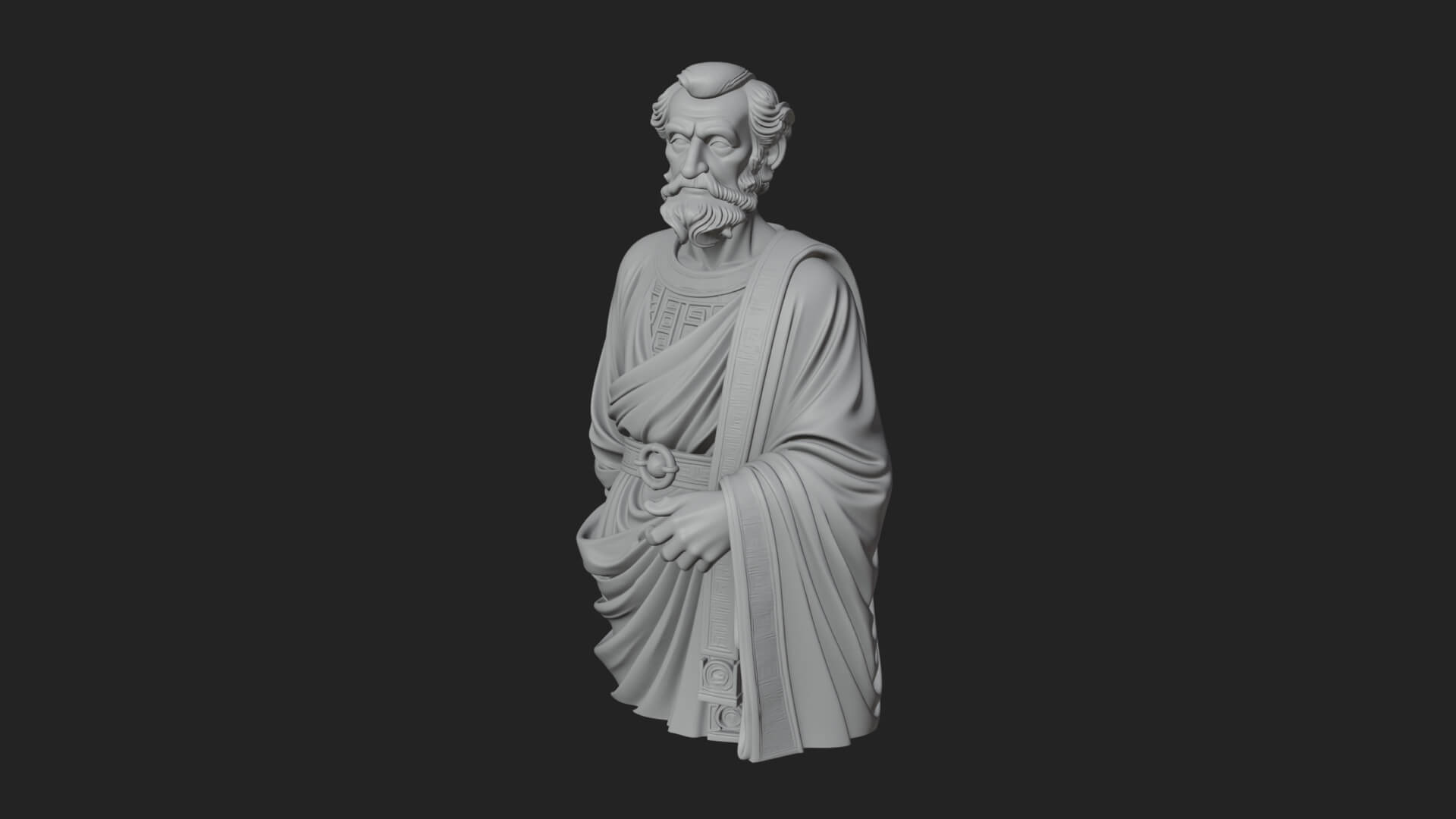 Draped Sage Elder Bust Design 1 3D Print Model 3D Model