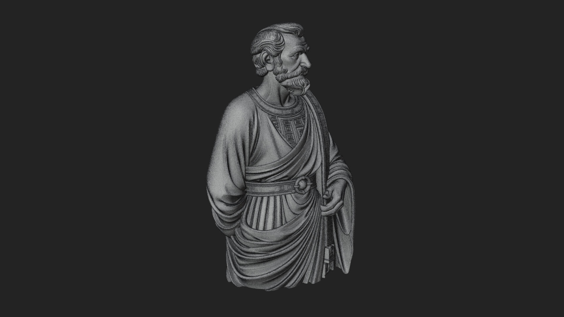 Draped Sage Elder Bust Design 1 3D Print Model 3D Model