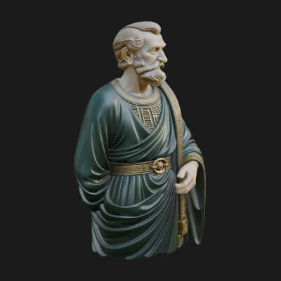 Draped Sage Elder Bust Design 1 3D Print Model