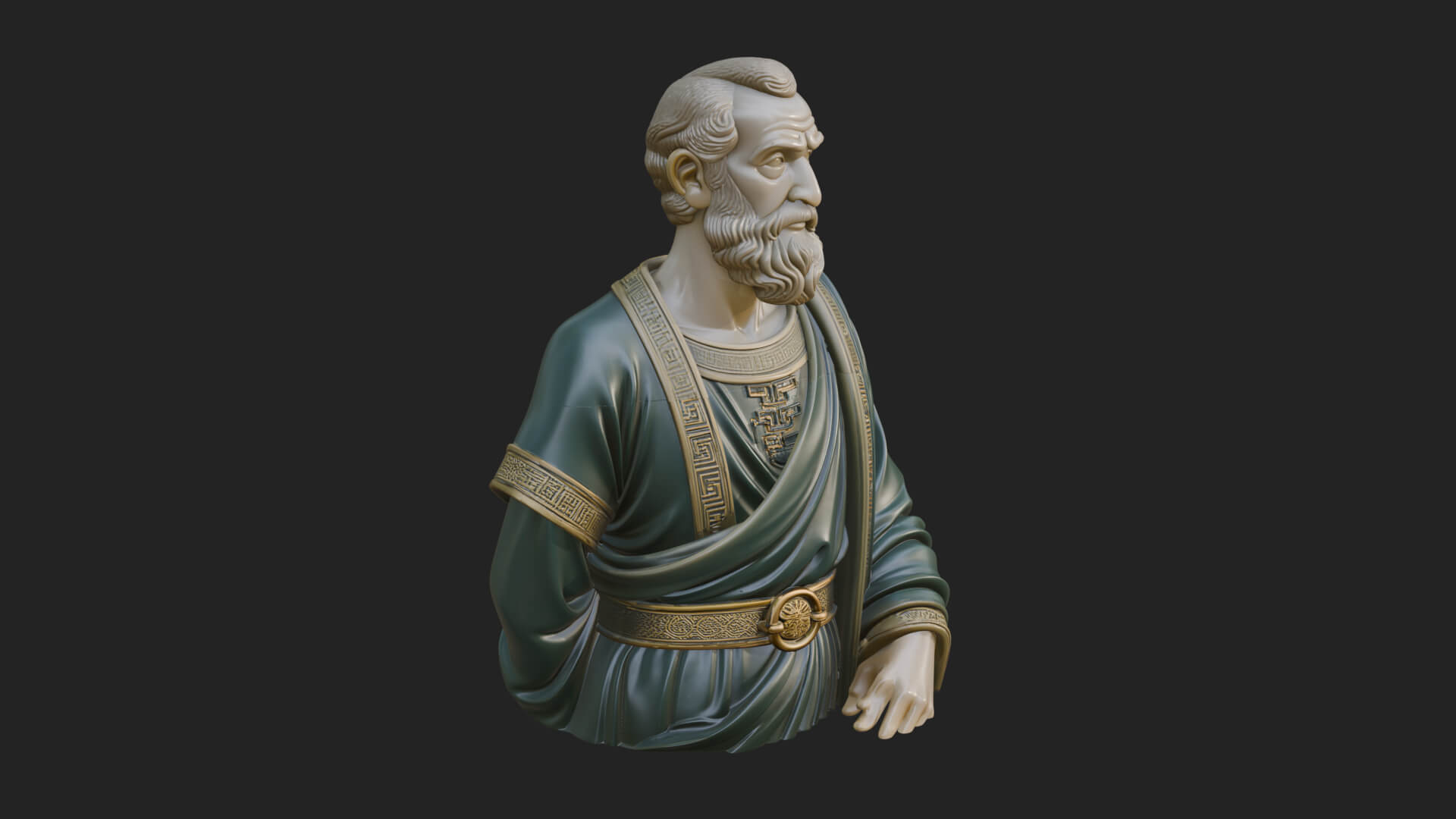 Draped Sage Elder Bust Design 2 3D Print Model 3D Model