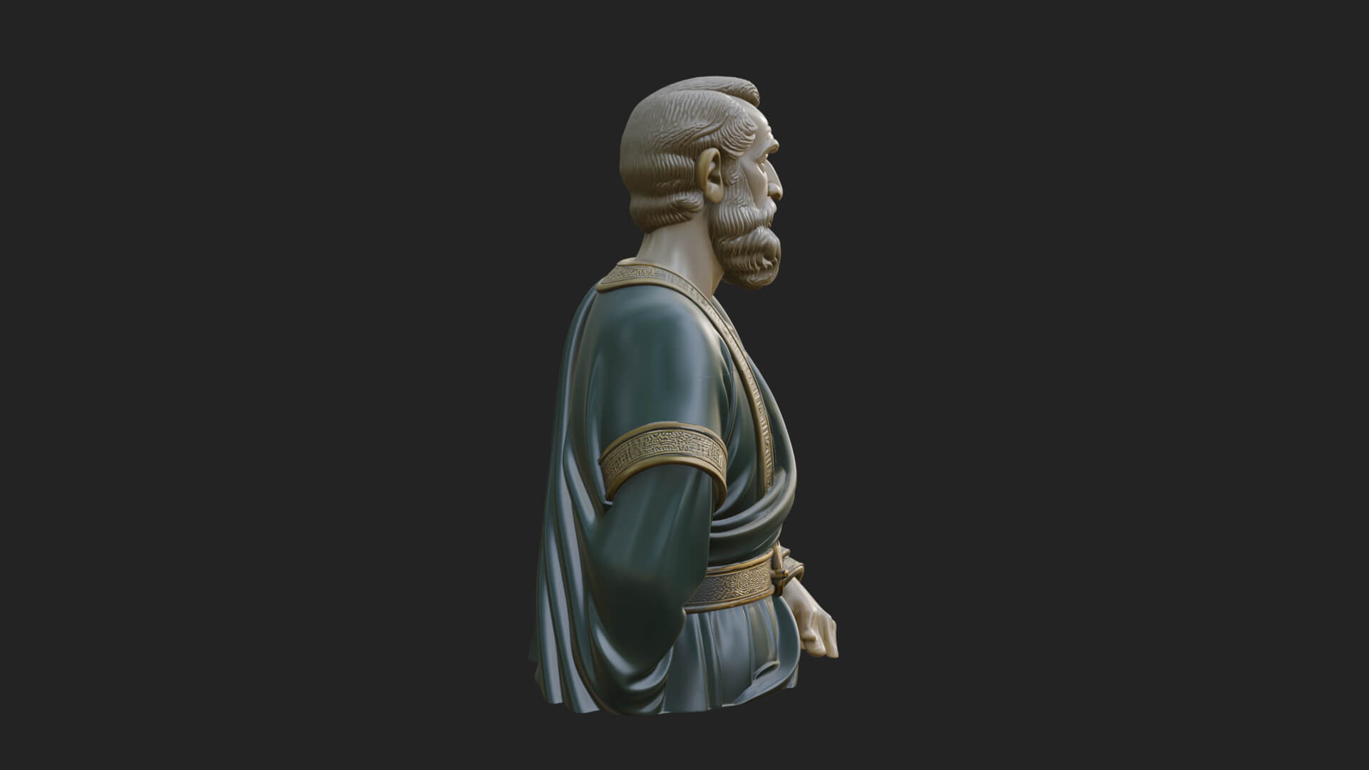 Draped Sage Elder Bust Design 2 3D Print Model 3D Model