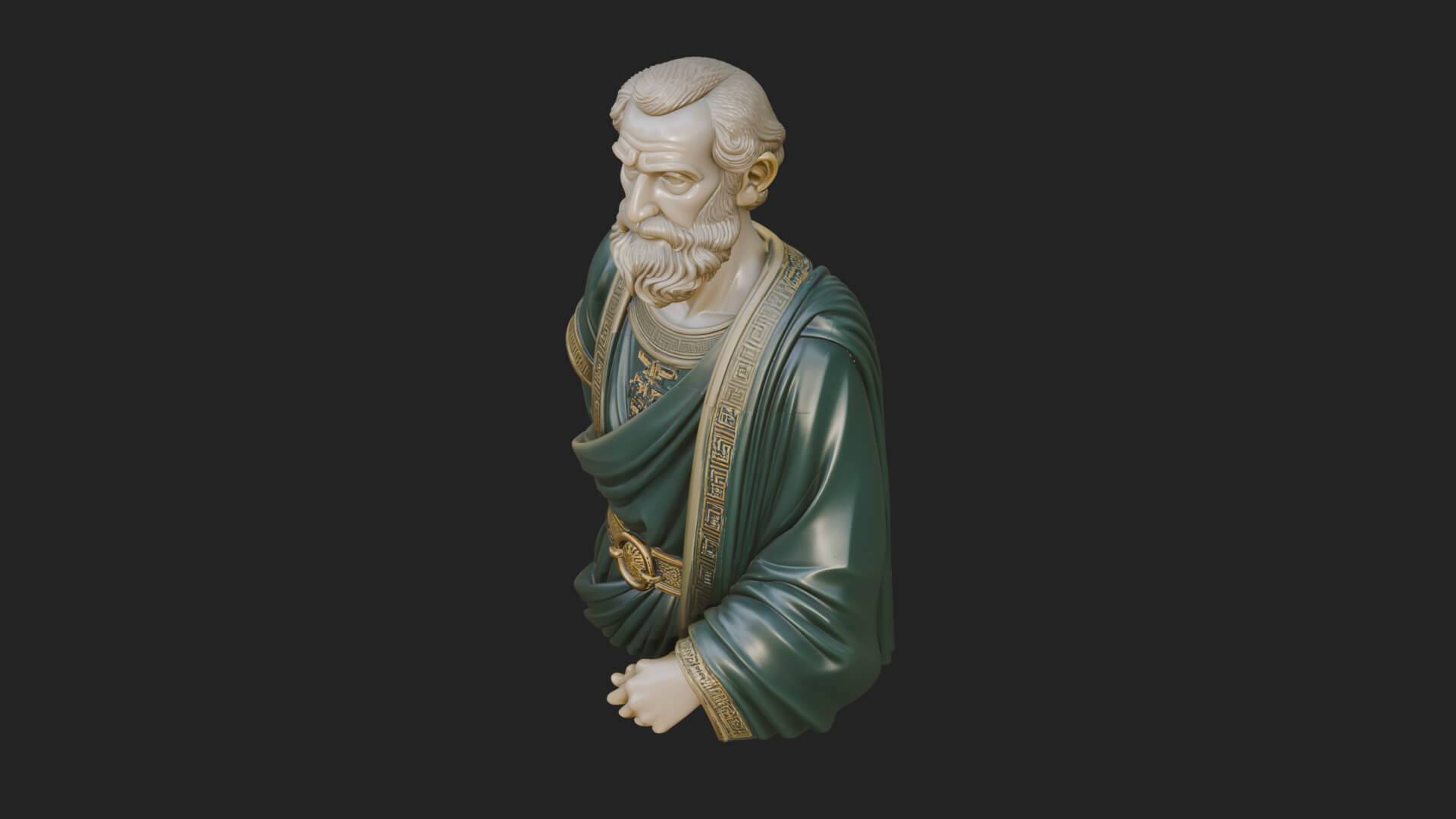 Draped Sage Elder Bust Design 2 3D Print Model 3D Model