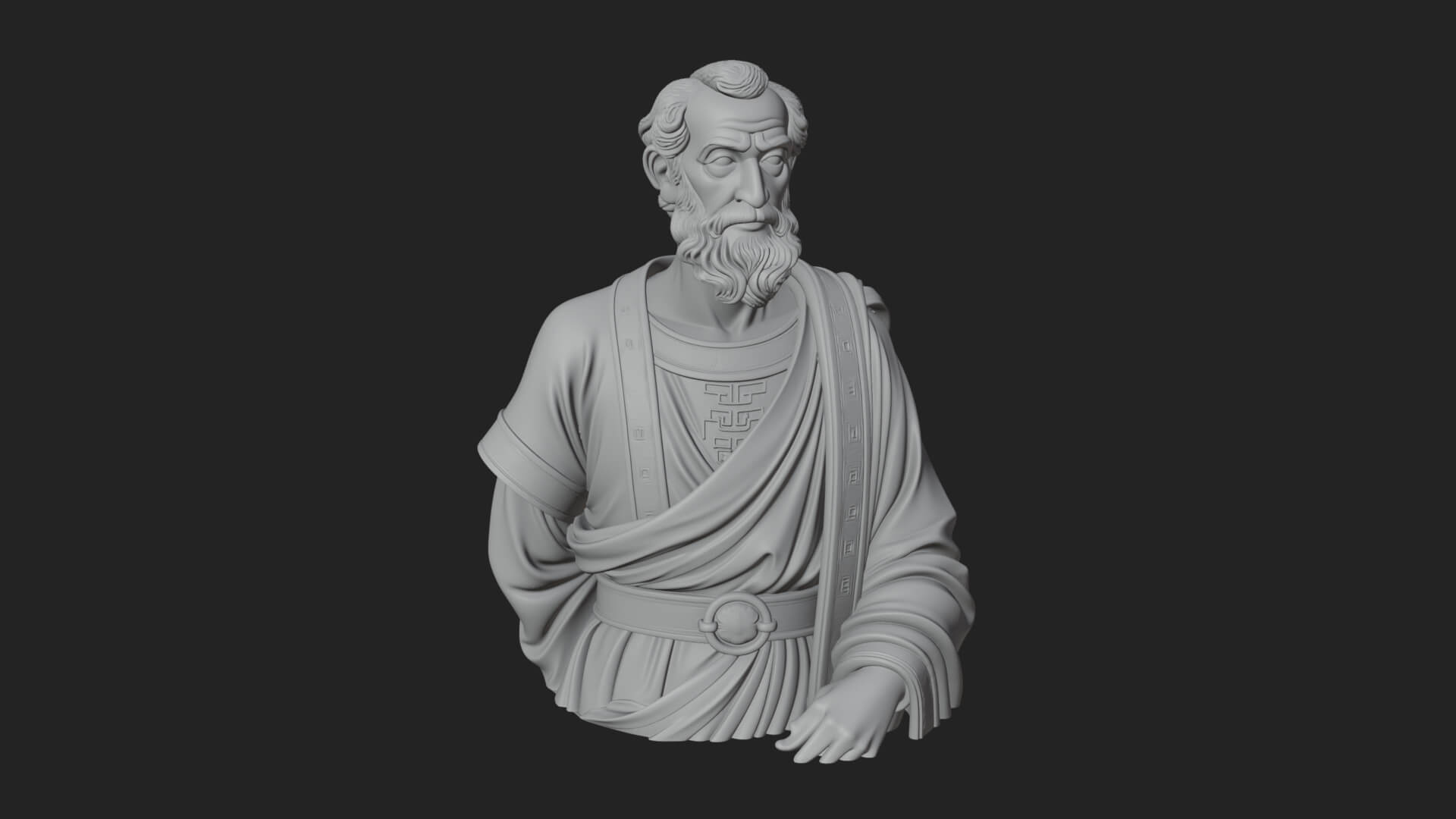Draped Sage Elder Bust Design 2 3D Print Model 3D Model