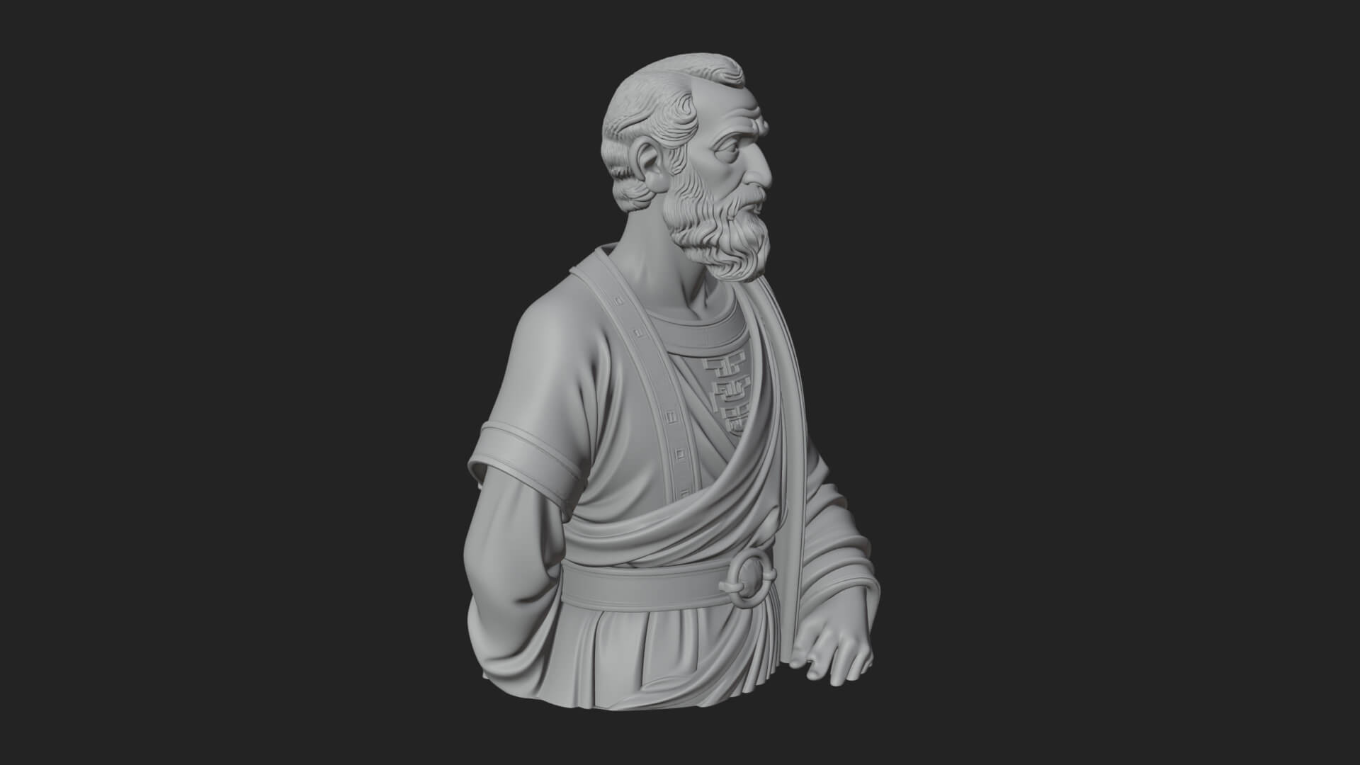 Draped Sage Elder Bust Design 2 3D Print Model 3D Model