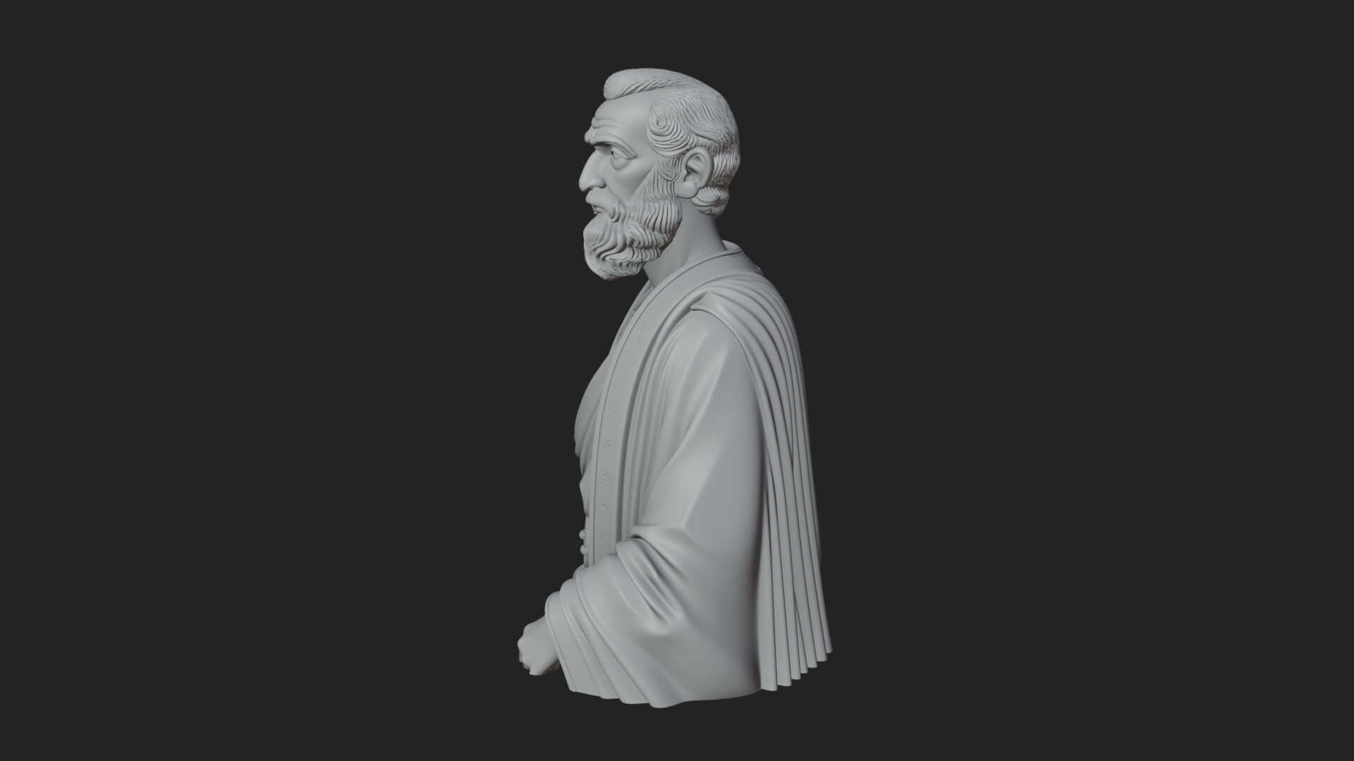 Draped Sage Elder Bust Design 2 3D Print Model 3D Model
