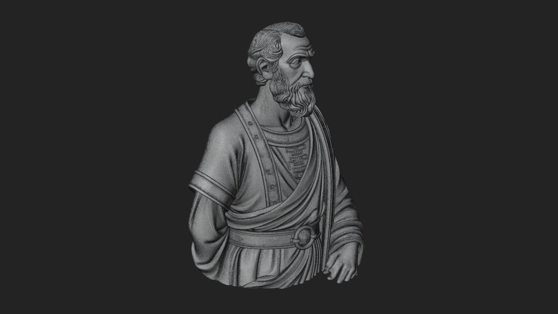 Draped Sage Elder Bust Design 2 3D Print Model 3D Model