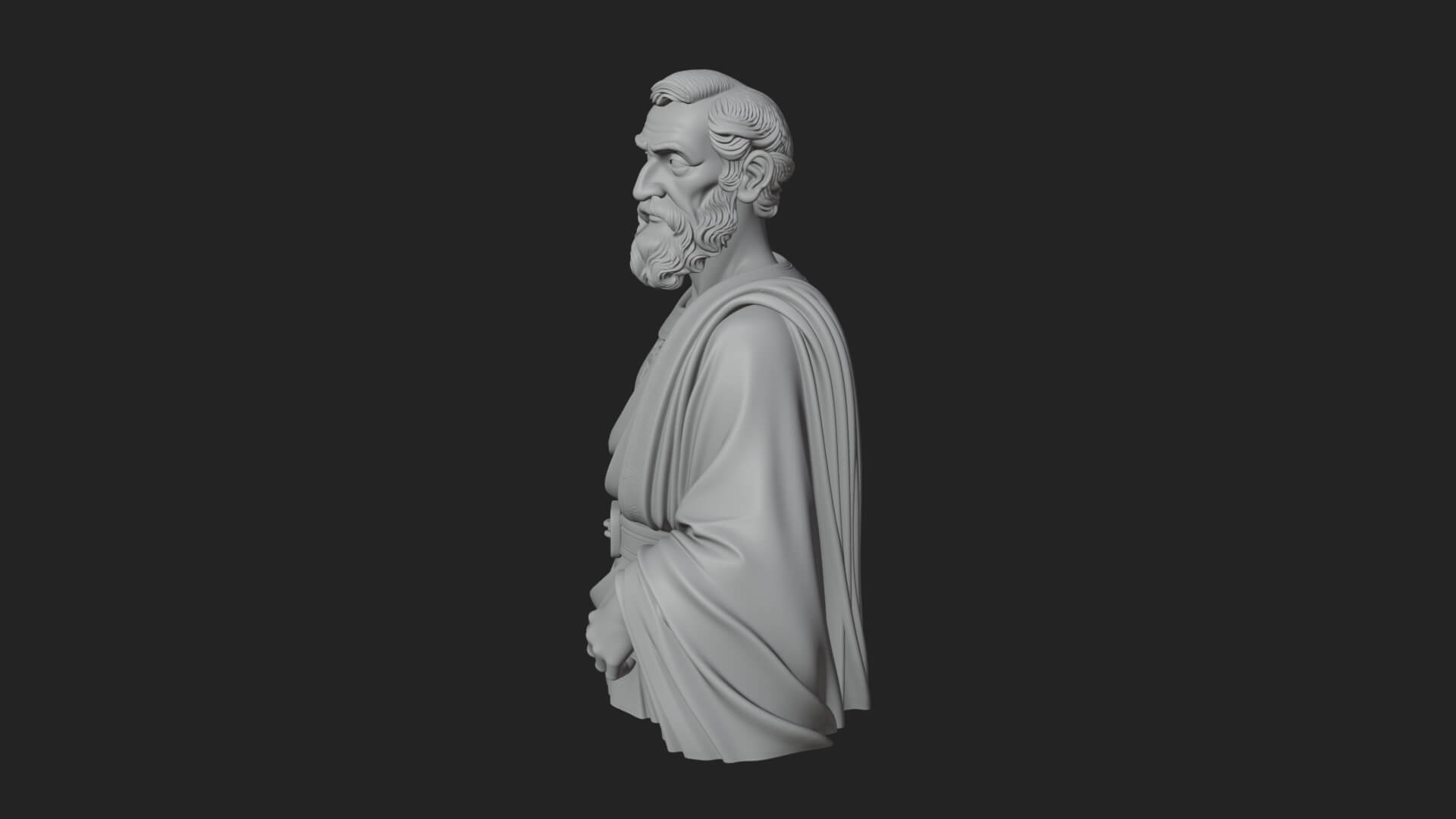 Draped Sage Elder Bust Design 3 3D Print Model 3D Model