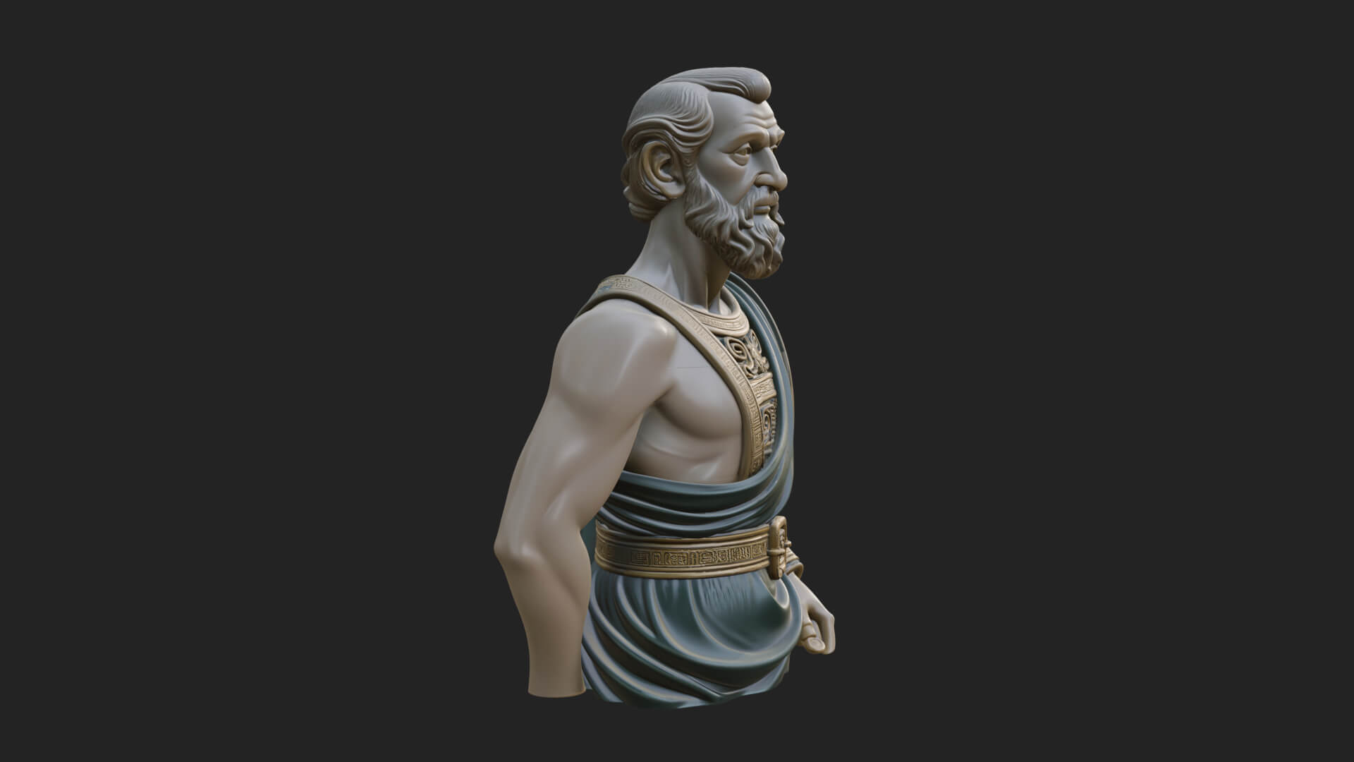 Draped Sage Elder Bust Design 4 3D Print Model 3D Model