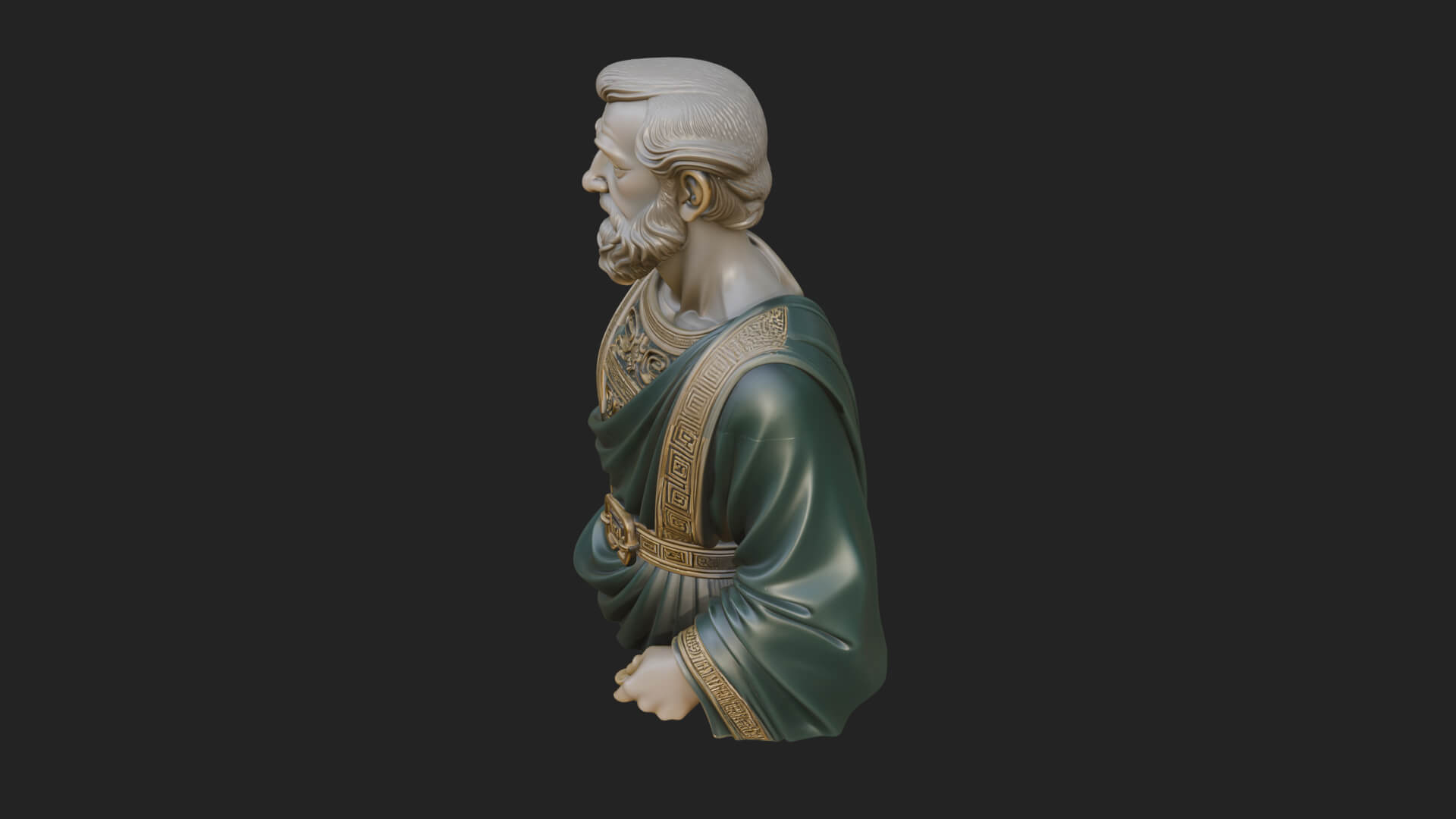 Draped Sage Elder Bust Design 4 3D Print Model 3D Model