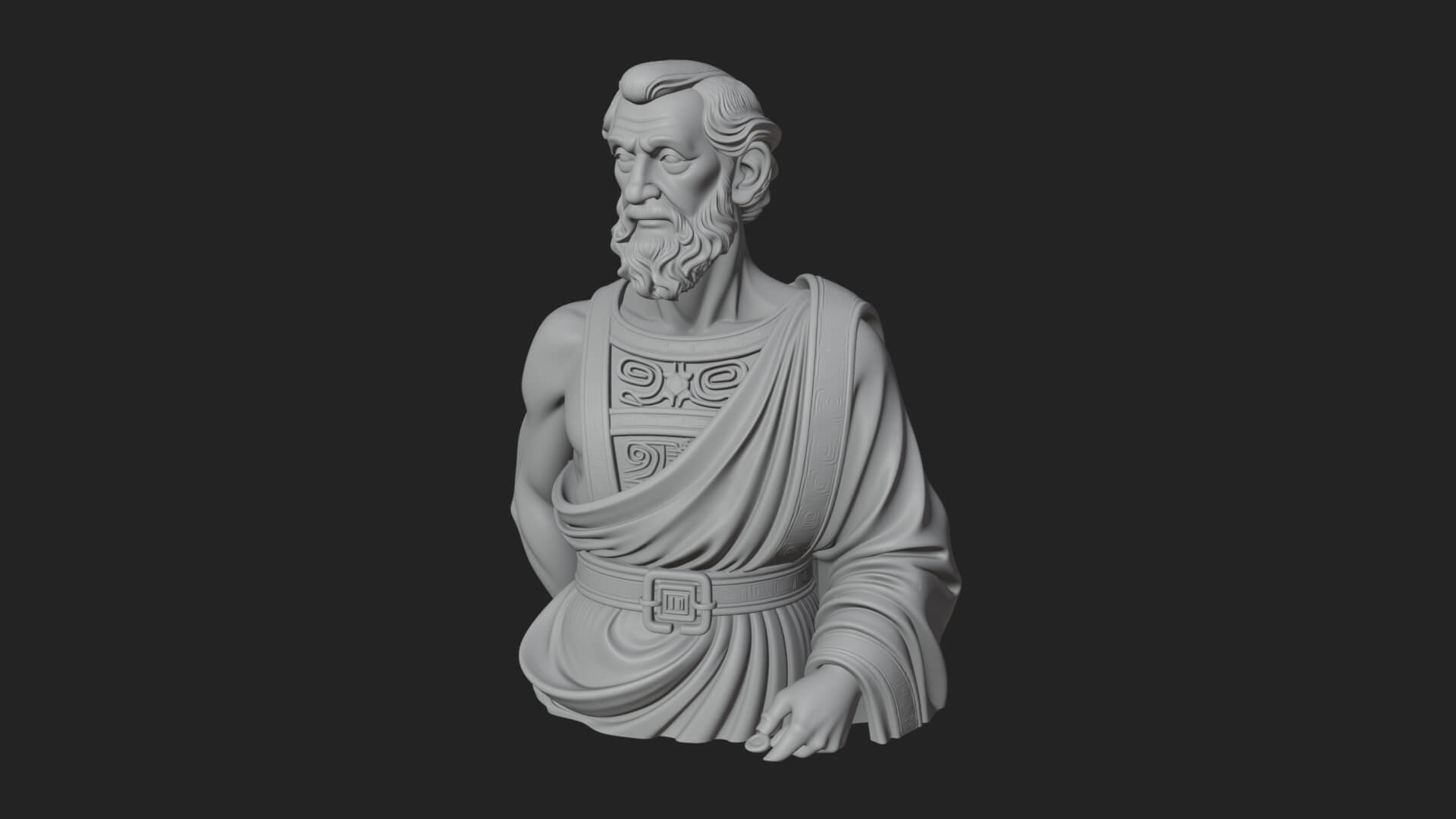 Draped Sage Elder Bust Design 4 3D Print Model 3D Model