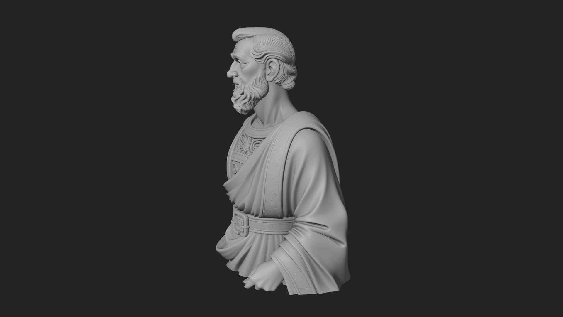Draped Sage Elder Bust Design 4 3D Print Model 3D Model