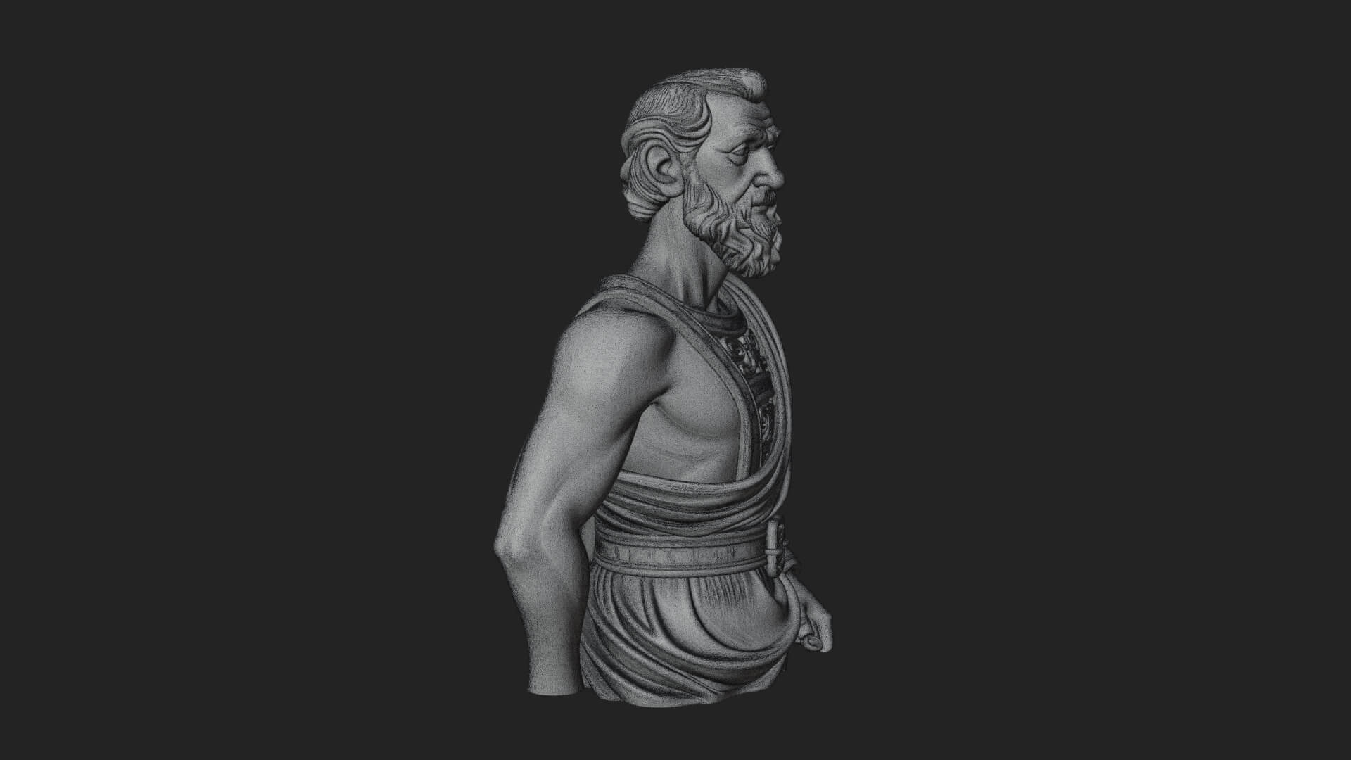 Draped Sage Elder Bust Design 4 3D Print Model 3D Model