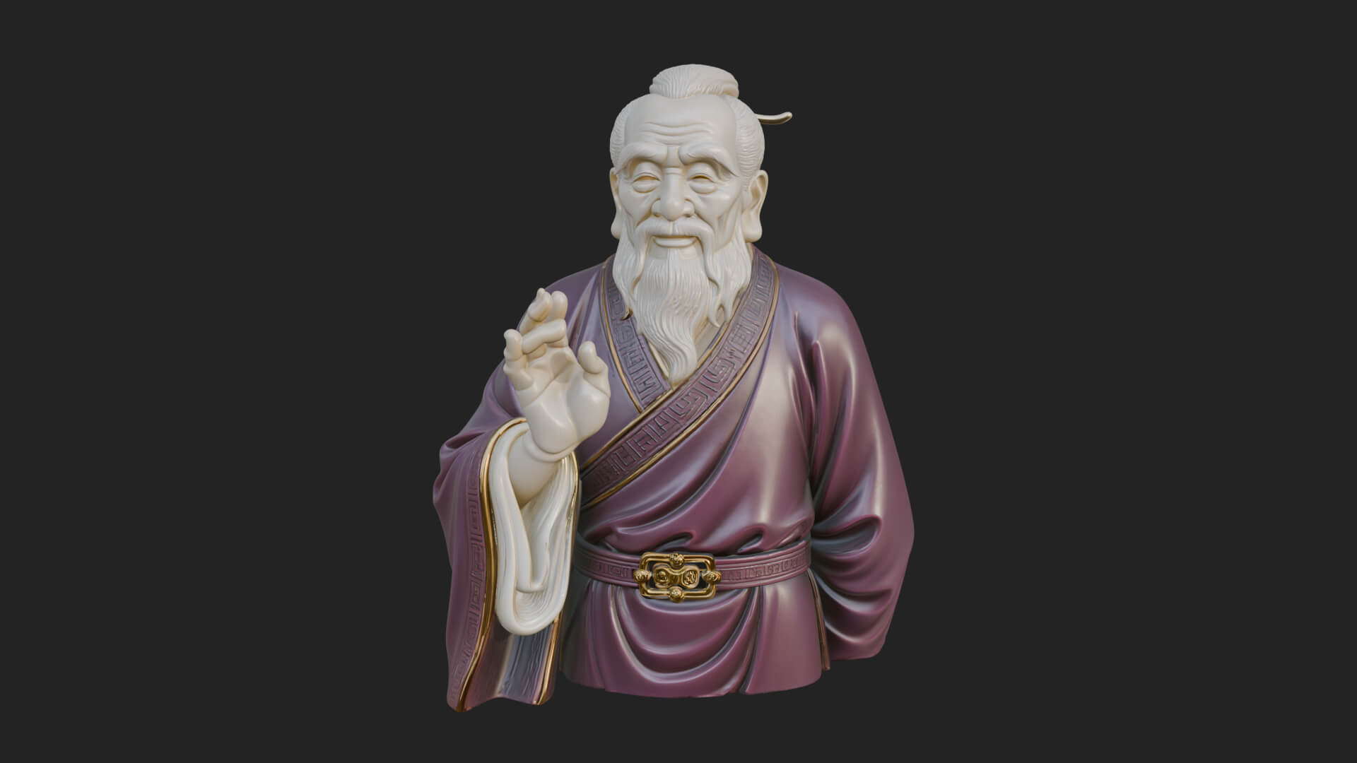 Draped Sage Elder Bust Design 5 3D Print Model 3D Model