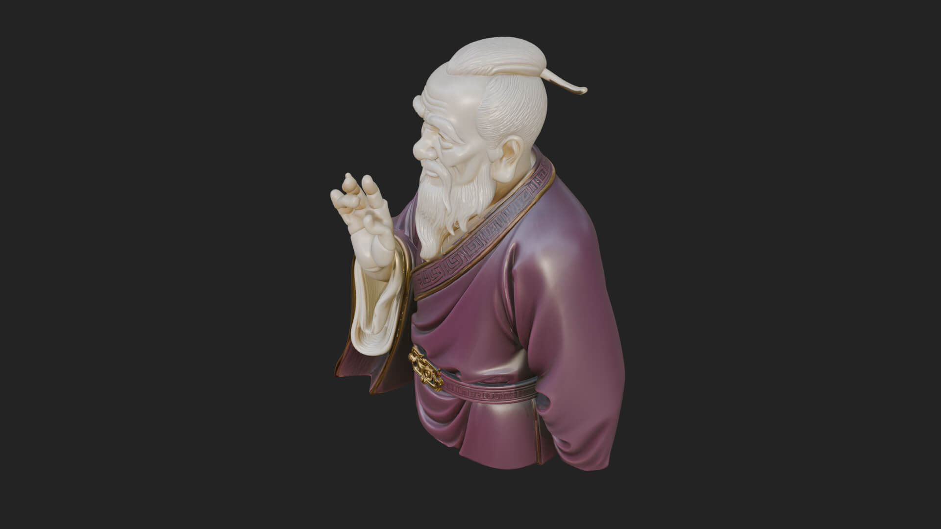 Draped Sage Elder Bust Design 5 3D Print Model 3D Model