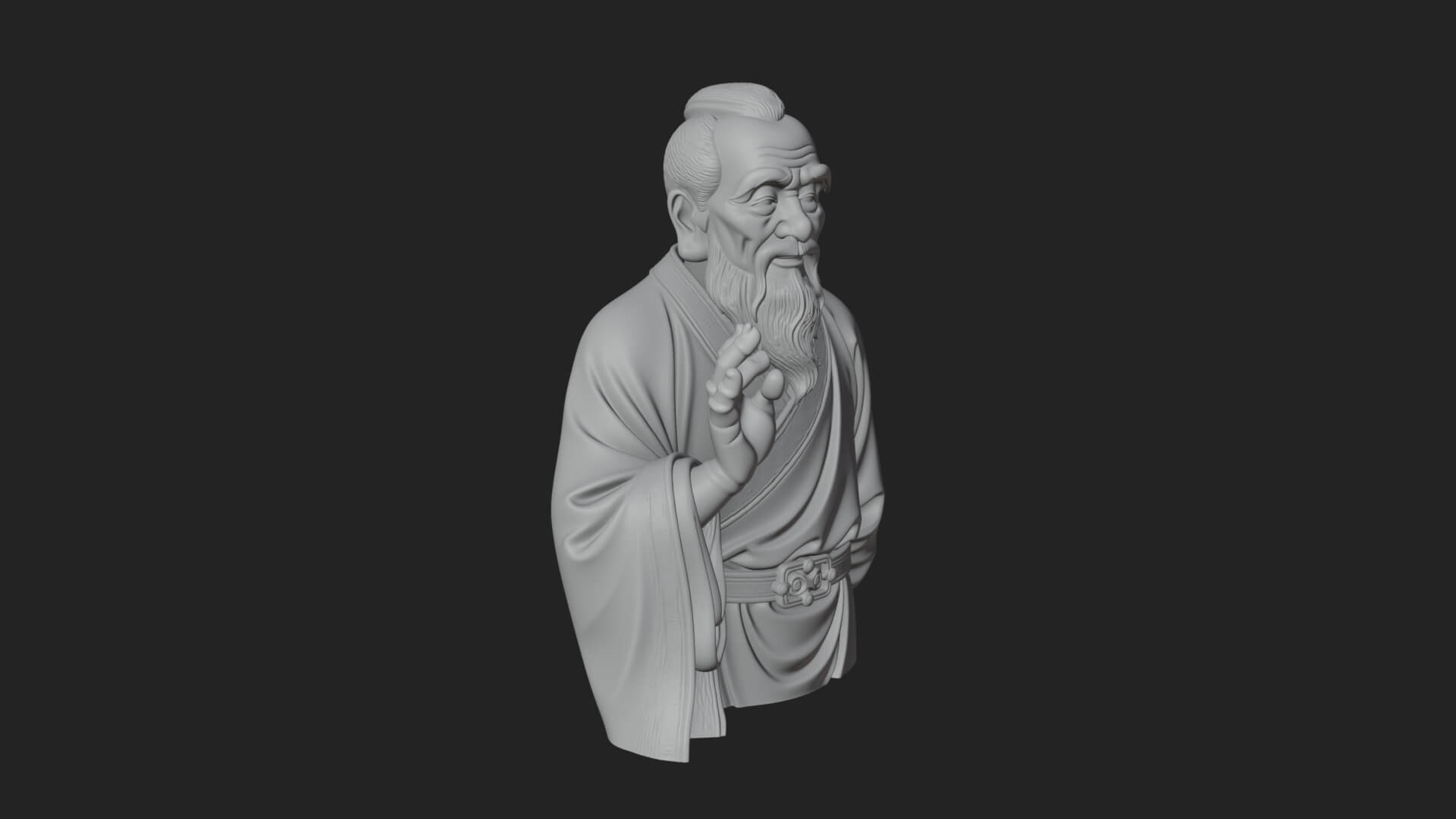 Draped Sage Elder Bust Design 5 3D Print Model 3D Model